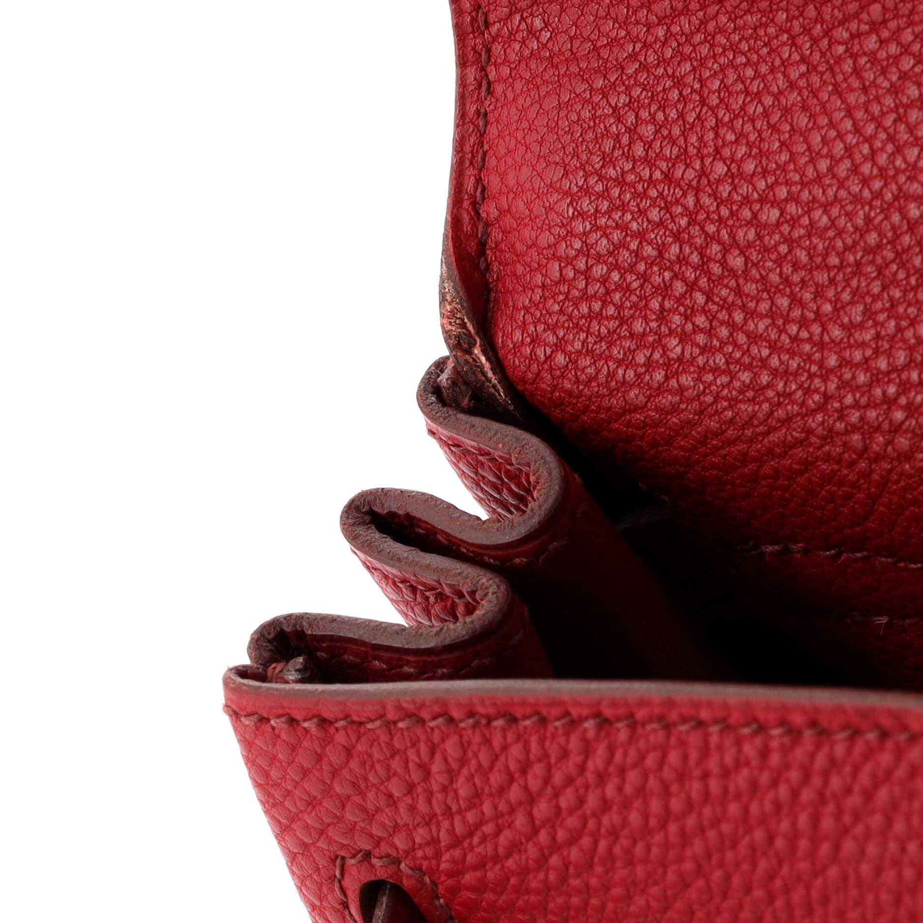 Hermes Kelly Handbag Rouge Garance Togo with Palladium Hardware 25 5