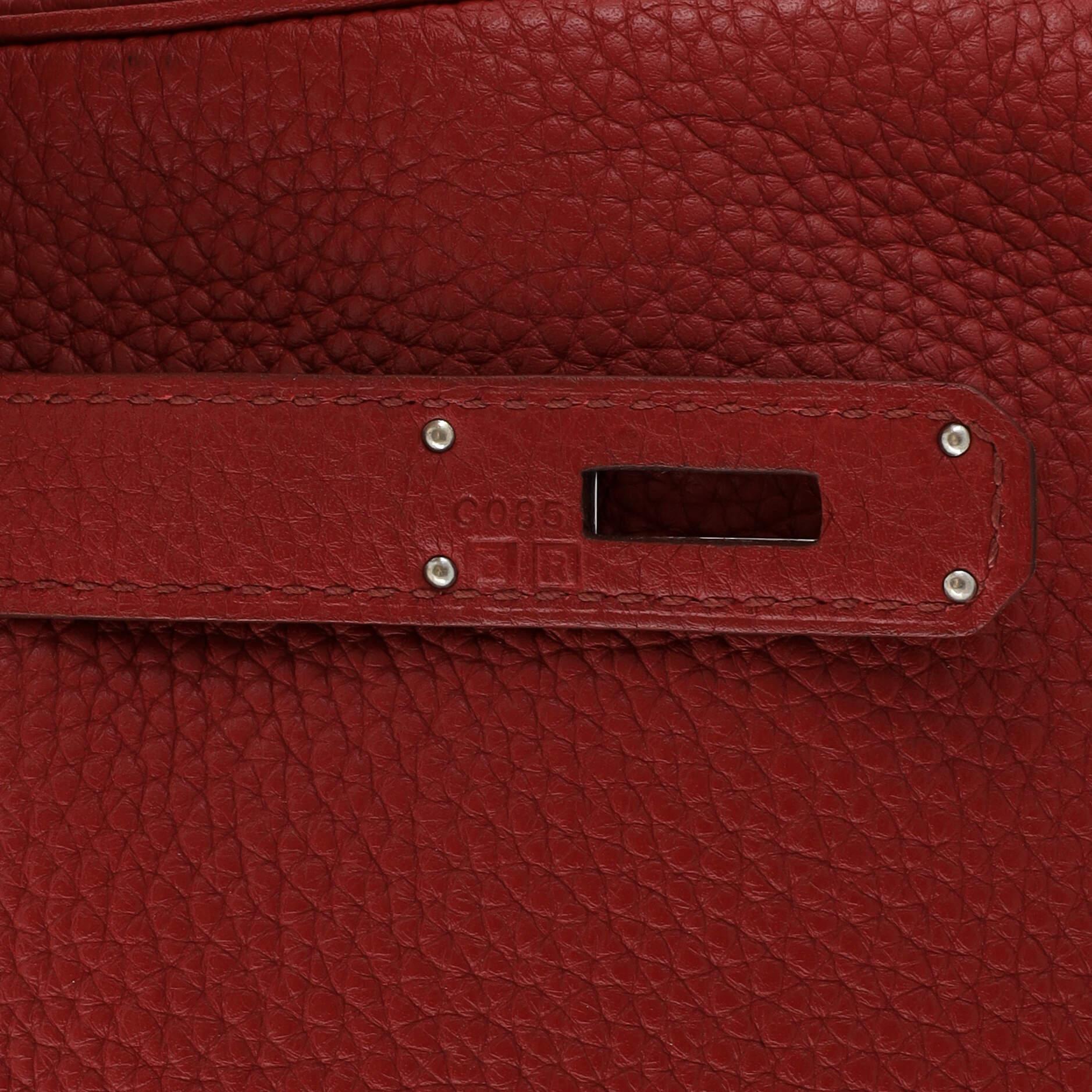 Hermes Kelly Handbag Rouge Garance Togo with Palladium Hardware 32 For Sale 6