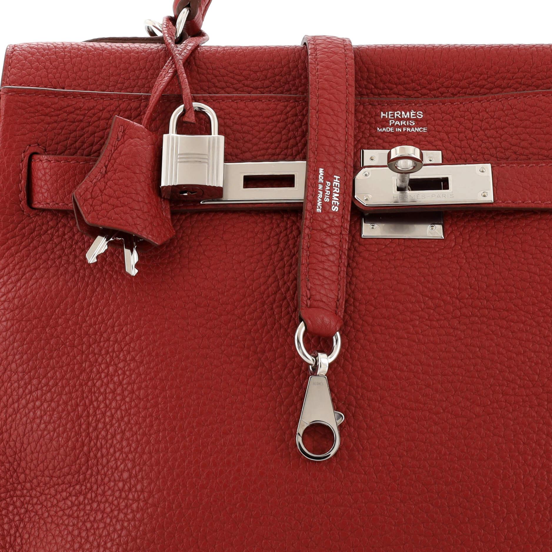 Hermes Kelly Handbag Rouge Garance Togo with Palladium Hardware 32 For Sale 1