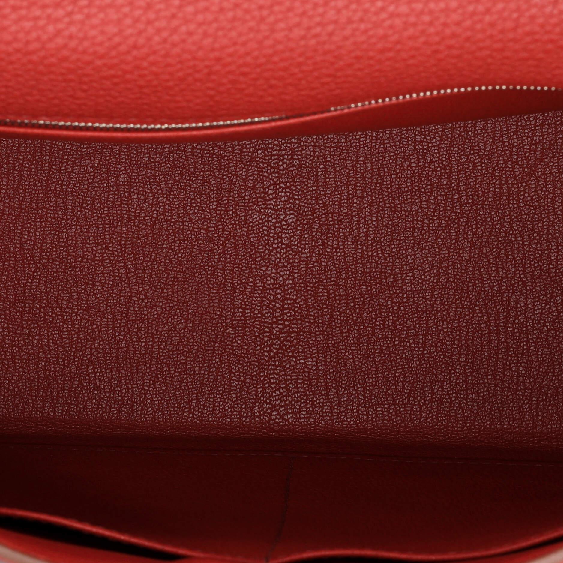 Hermes Kelly Handbag Rouge Garance Togo with Palladium Hardware 32 For Sale 2