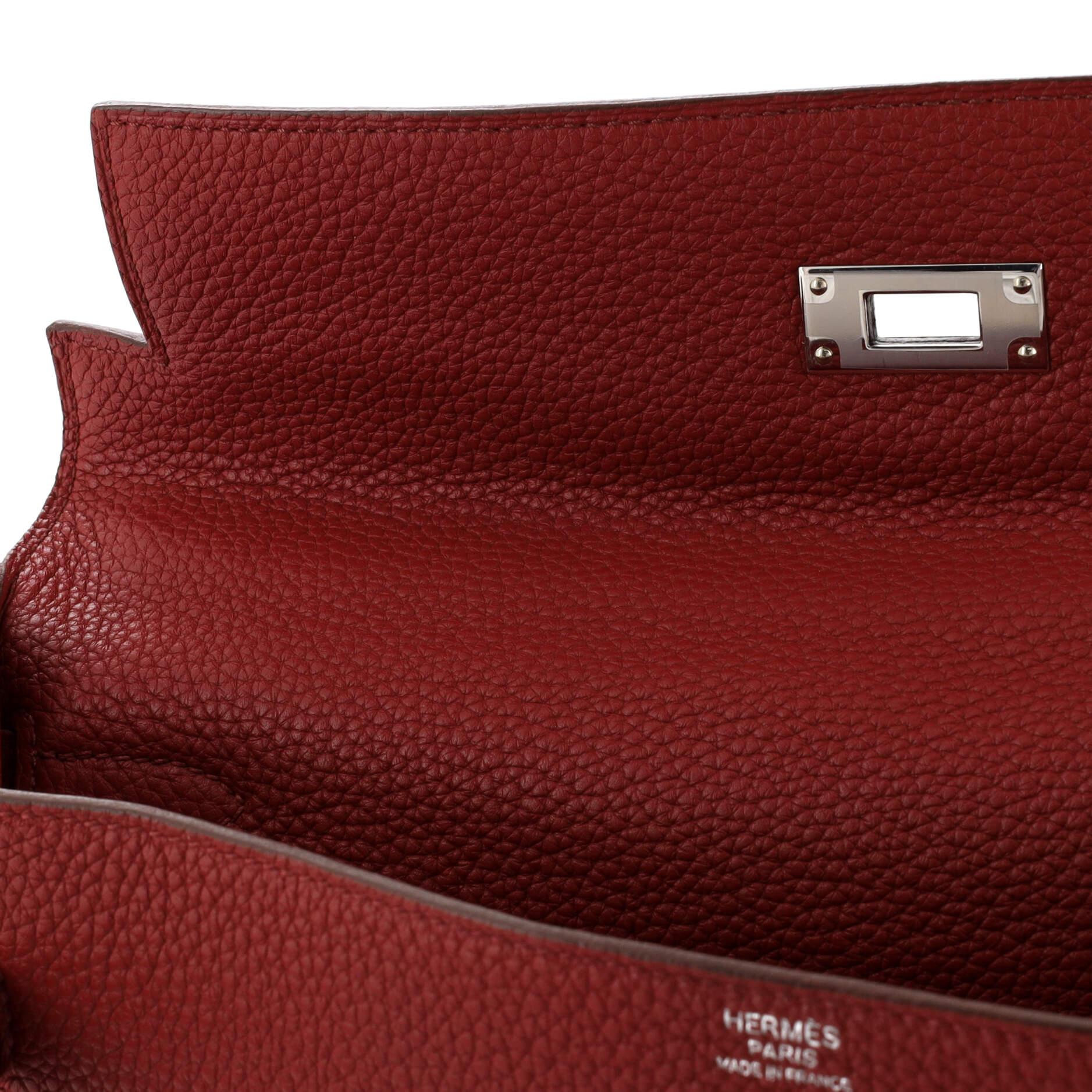 Hermes Kelly Handbag Rouge Garance Togo with Palladium Hardware 32 For Sale 4