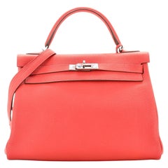 REDUCED TO SELL- Hermes Kelly Handbag Rouge Vif Box Calf with Gold Hardware  32