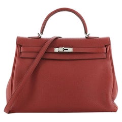 Hermes Kelly Handbag Rouge Garance Togo with Palladium Hardware 35