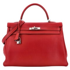 Hermes Kelly Handbag Rouge Garance Togo with Palladium Hardware 35