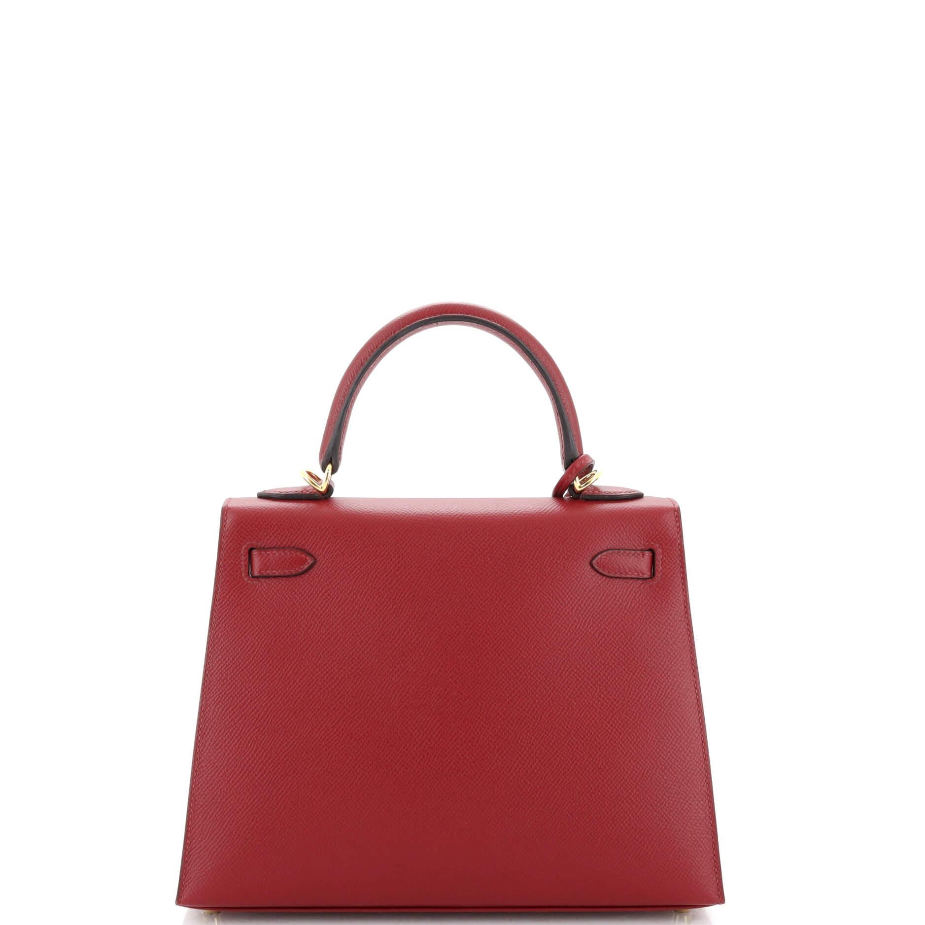 Women's Hermes Kelly Handbag Rouge Grenat Epsom with Gold Hardware 25