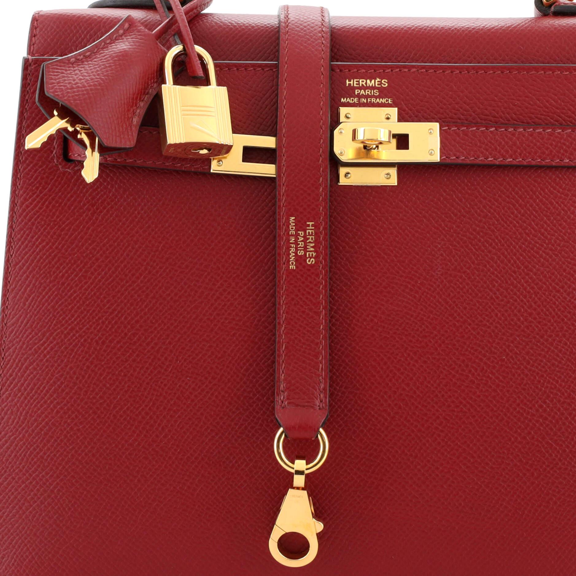 Hermes Kelly Handbag Rouge Grenat Epsom with Gold Hardware 25 3