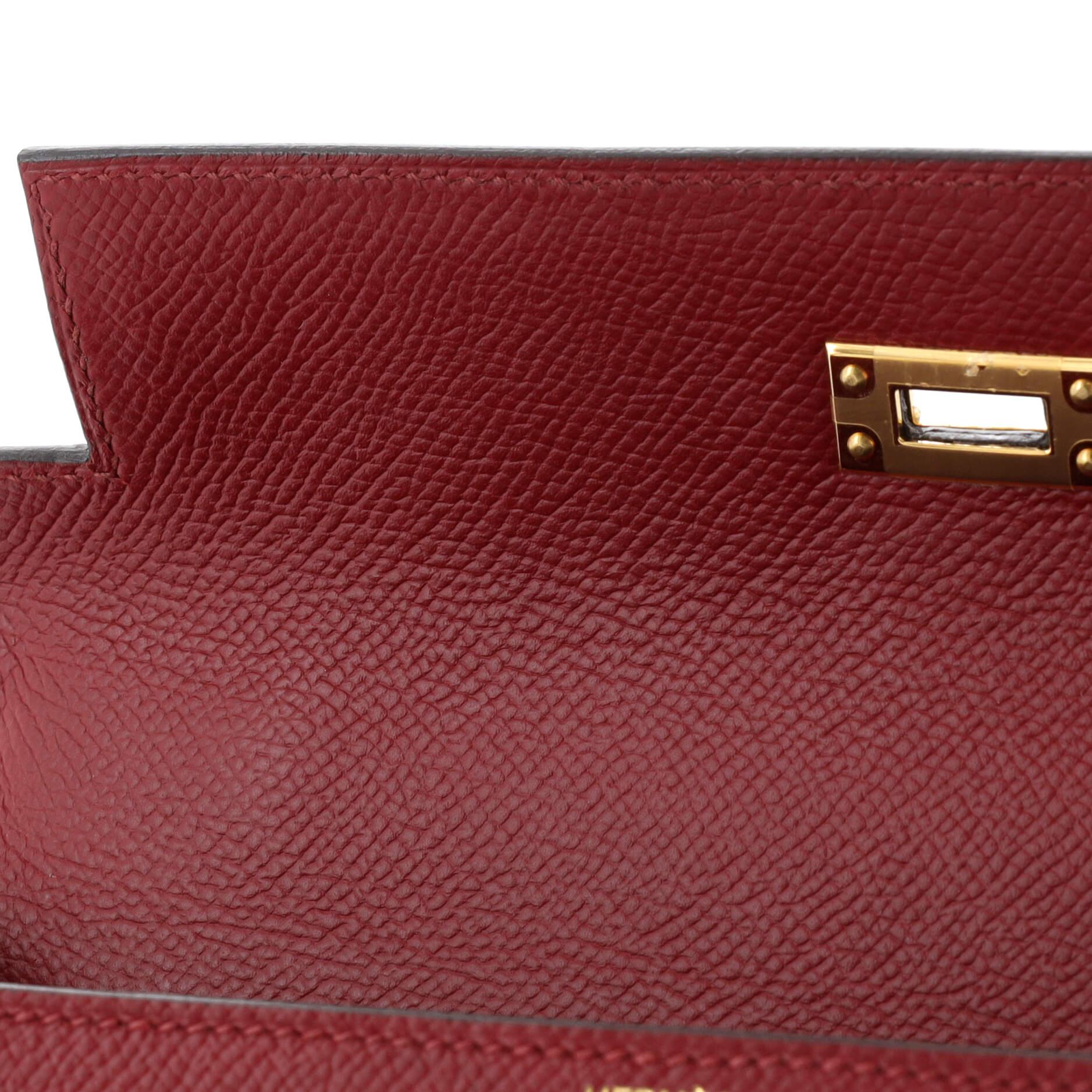 Hermes Kelly Handbag Rouge Grenat Epsom with Gold Hardware 25 4