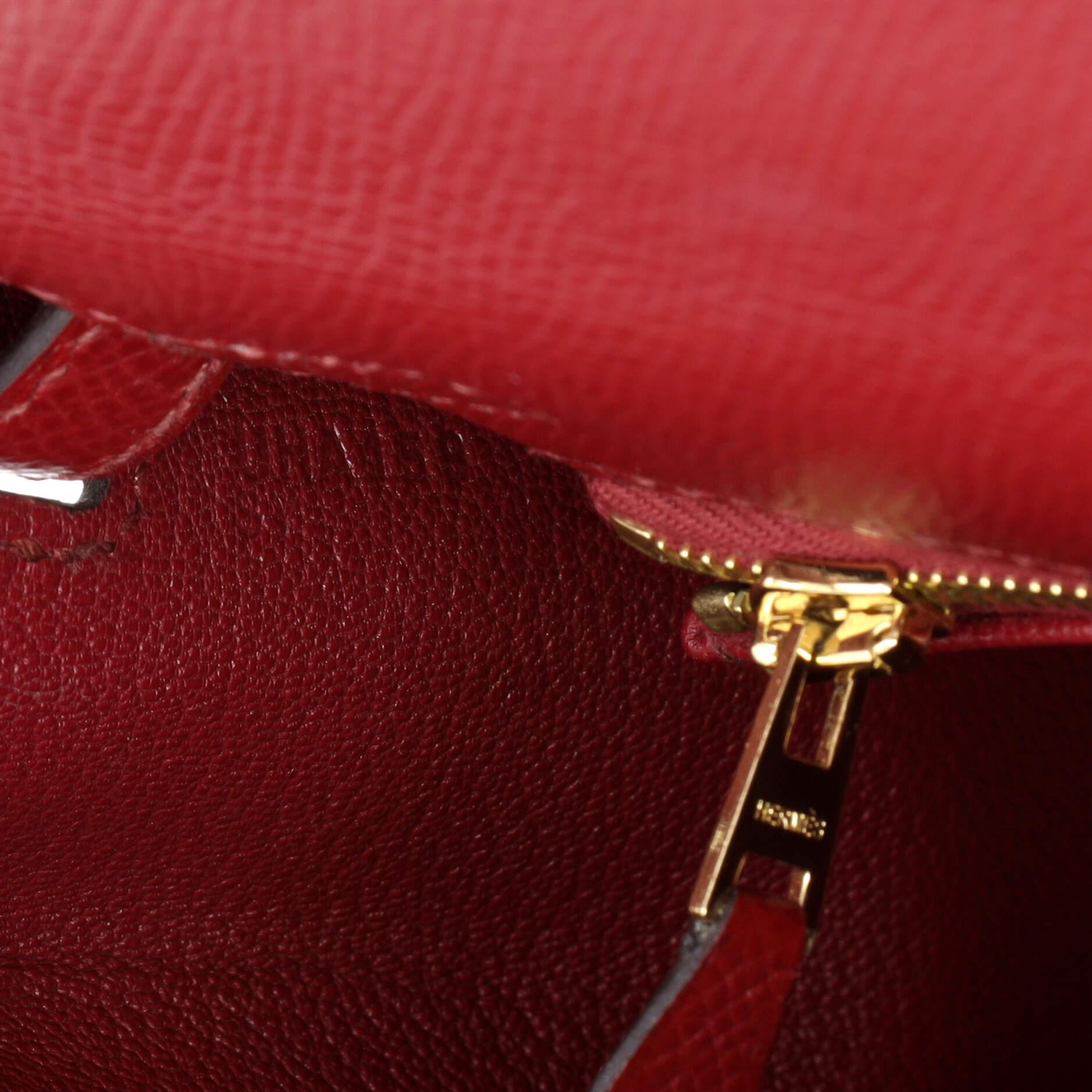 Hermes Kelly Handbag Rouge Grenat Epsom with Gold Hardware 25 5