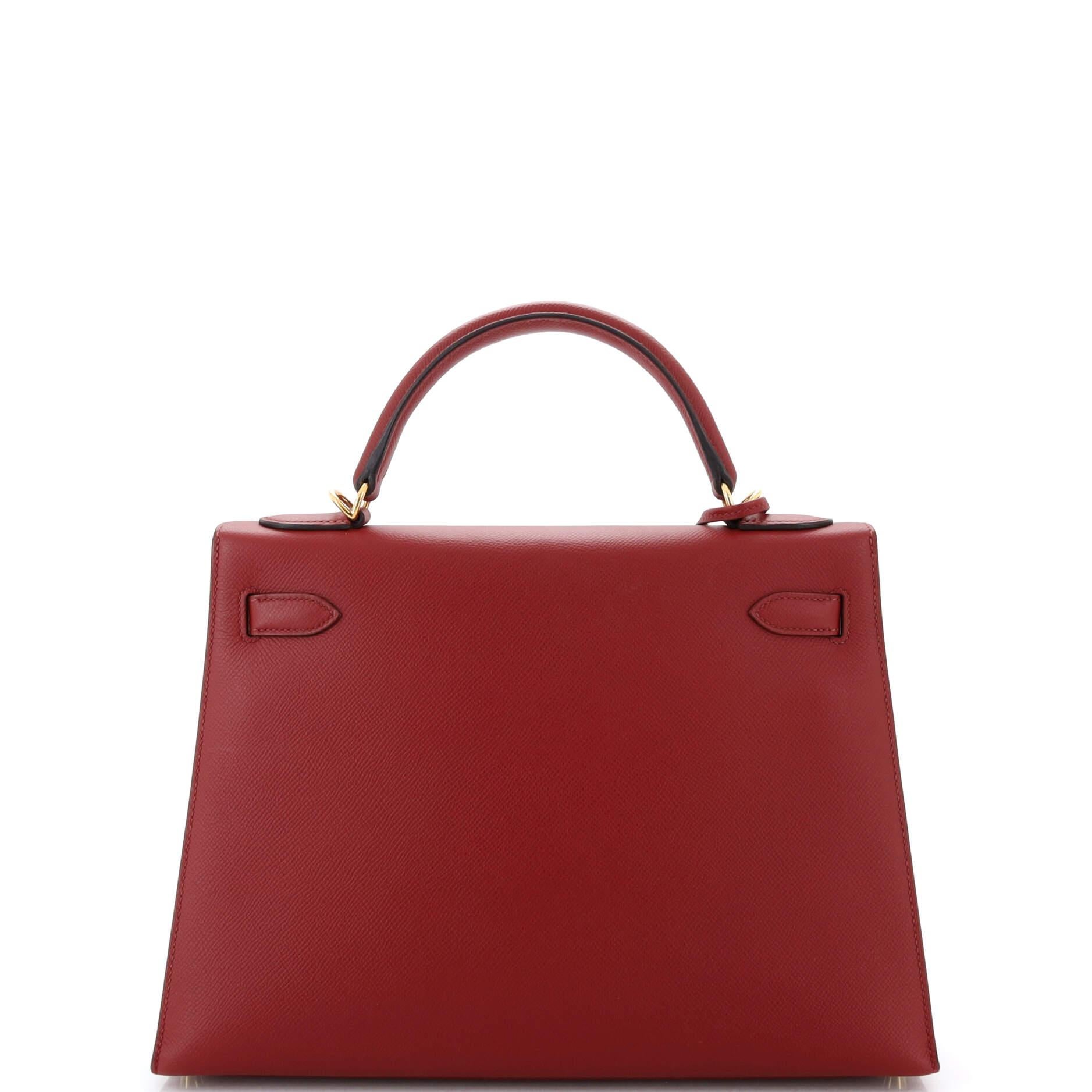Hermes Kelly Handbag Rouge Grenat Epsom with Gold Hardware 32 In Good Condition In NY, NY