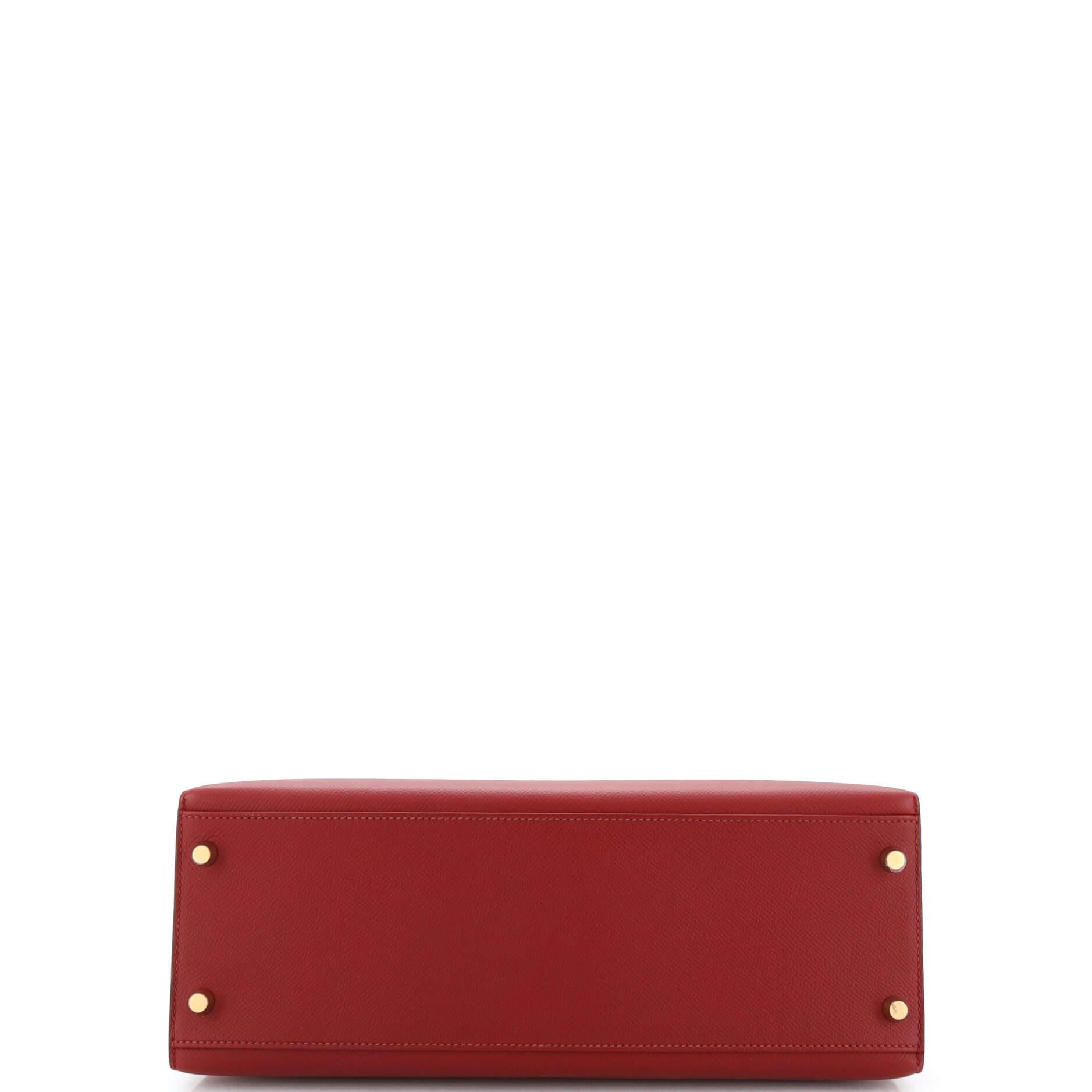 Women's Hermes Kelly Handbag Rouge Grenat Epsom with Gold Hardware 32