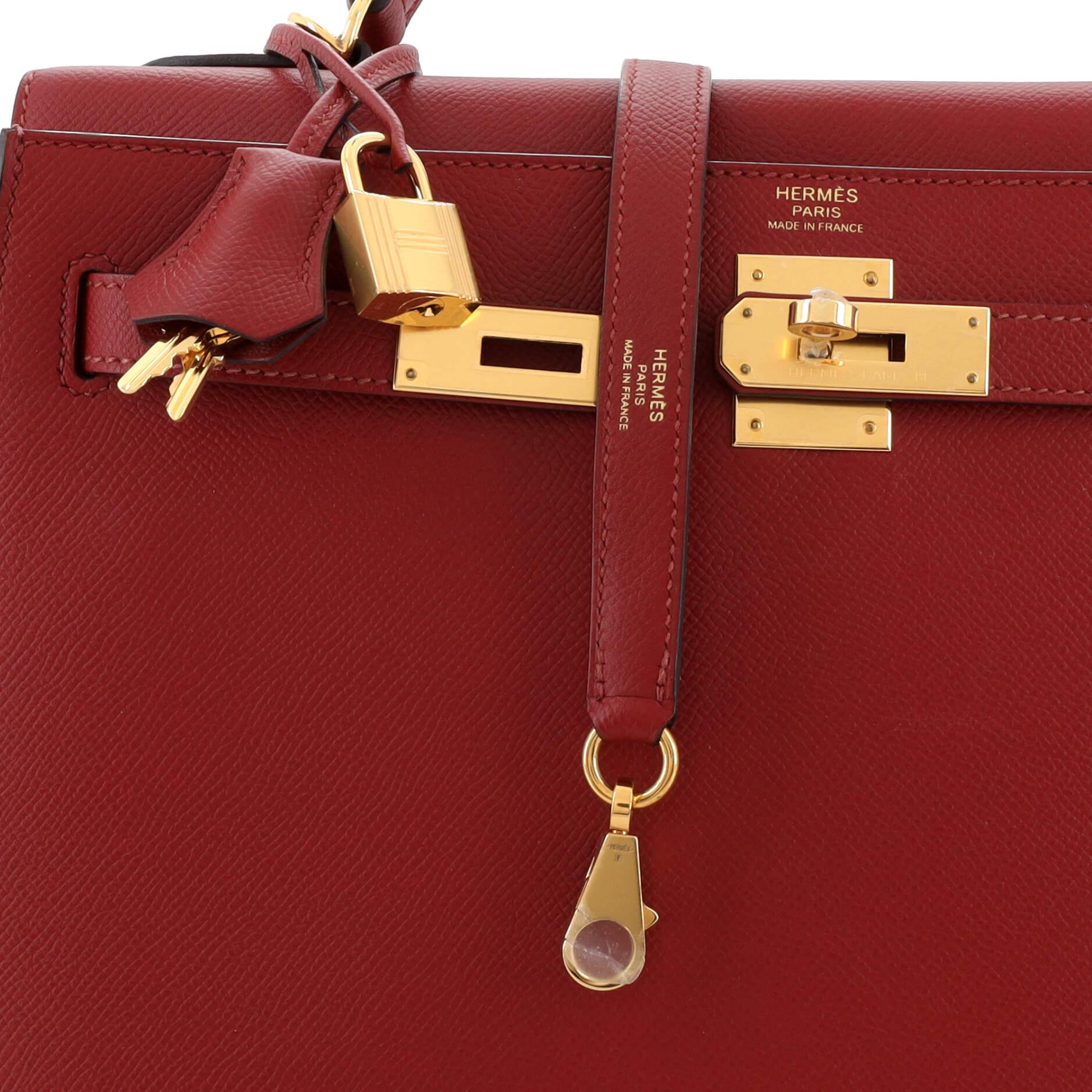 Hermes Kelly Handbag Rouge Grenat Epsom with Gold Hardware 32 2