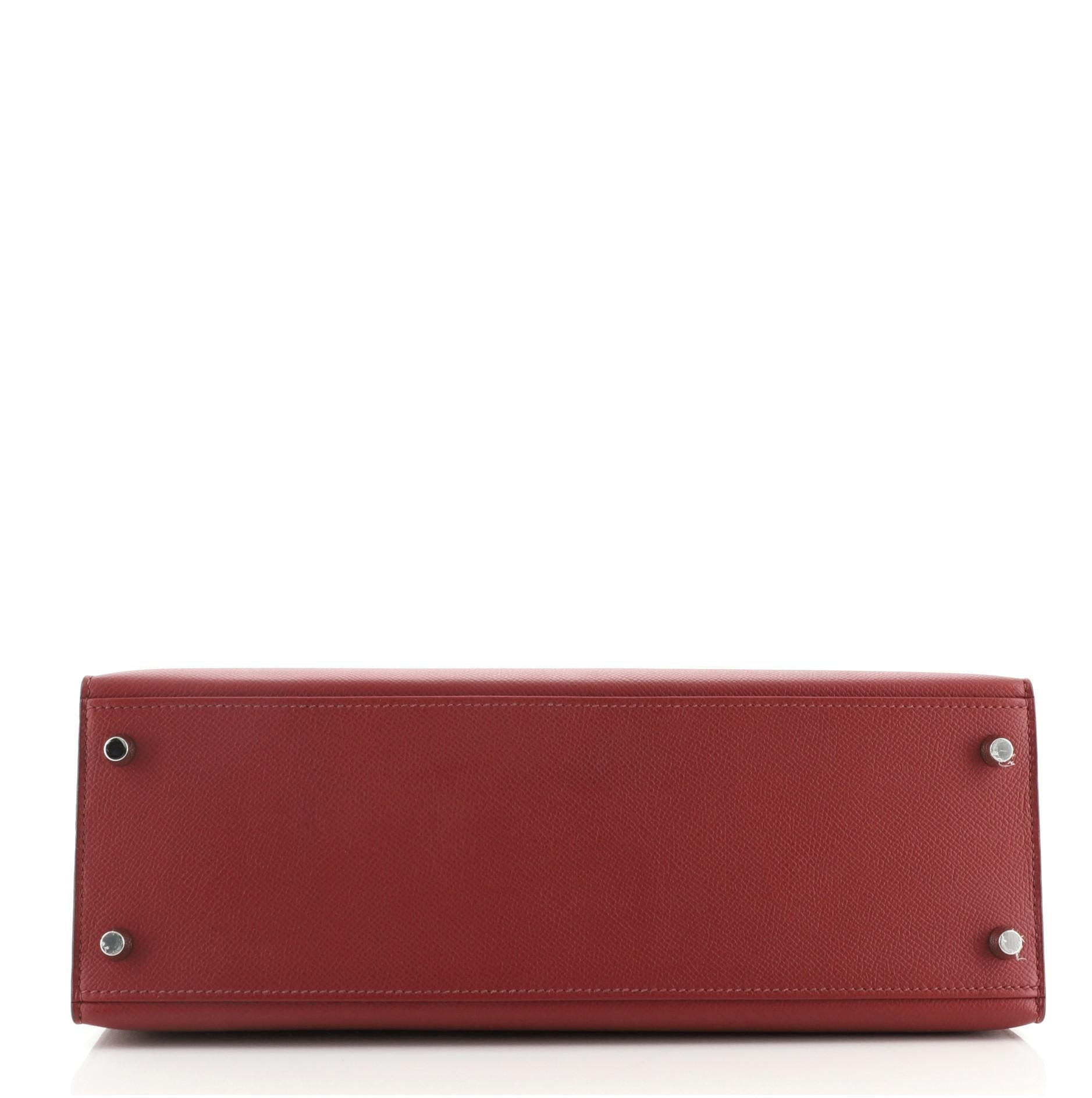 Women's or Men's Hermes Kelly Handbag Rouge Grenat Epsom with Palladium Hardware 32