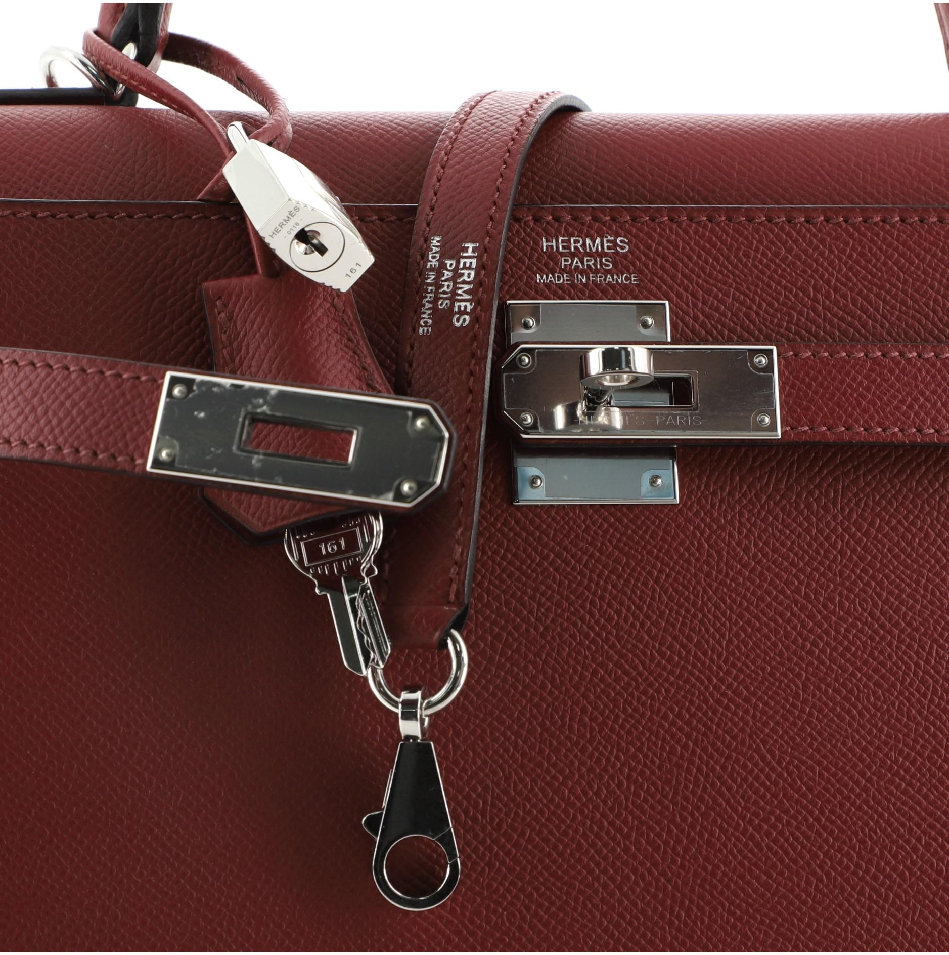 Hermes Kelly Handbag Rouge Grenat Epsom with Palladium Hardware 32 2