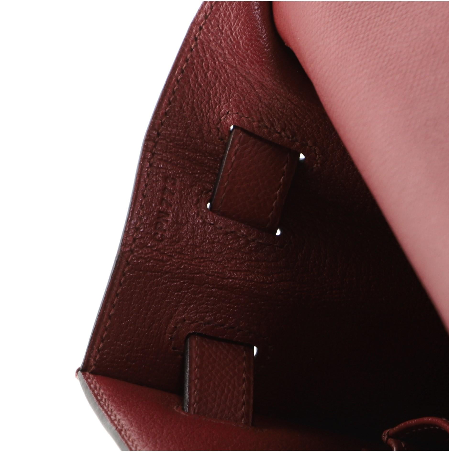 Hermes Kelly Handbag Rouge Grenat Epsom with Palladium Hardware 32 3