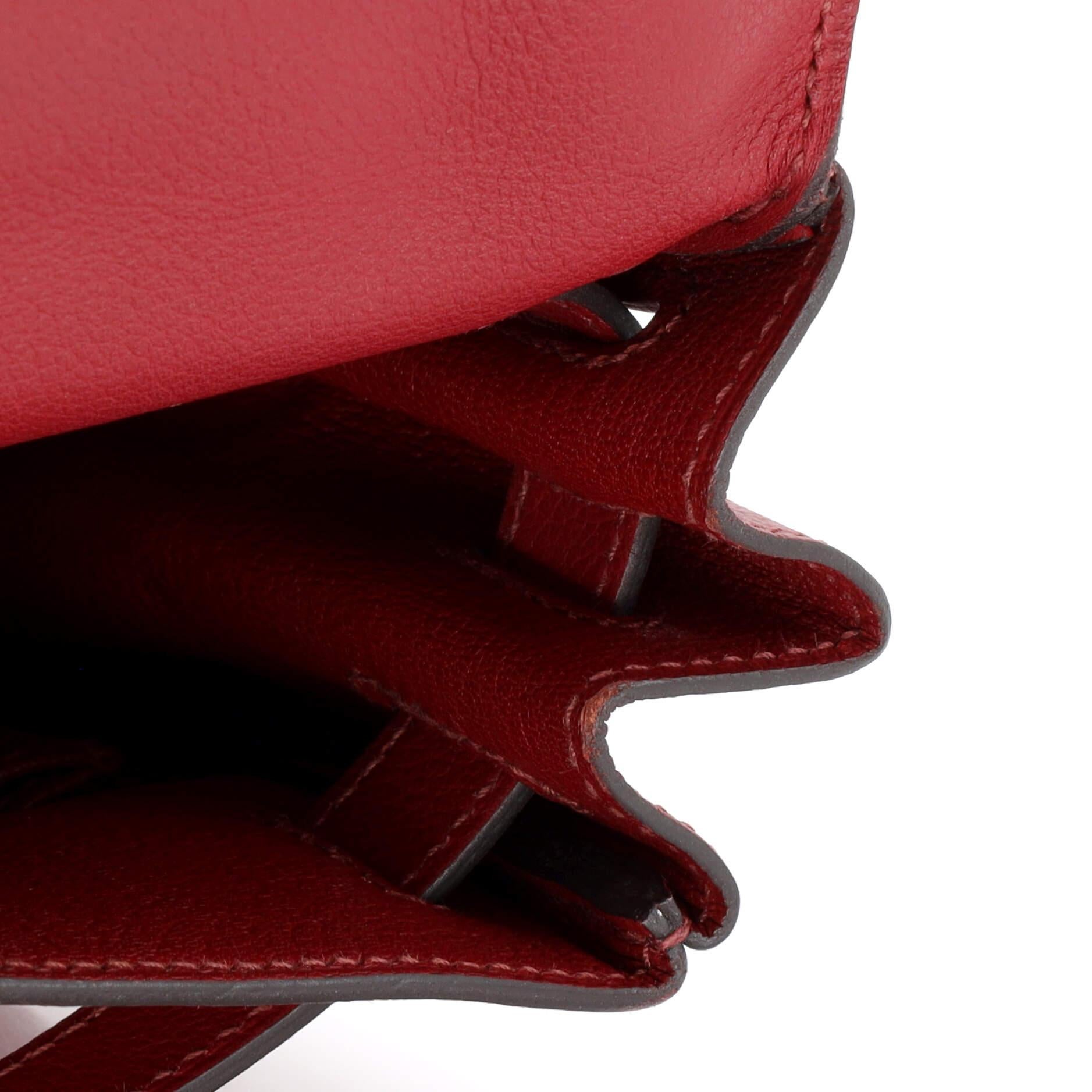 Hermes Kelly Handbag Rouge Grenat Evercolor with Gold Hardware 28 For Sale 6