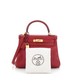 Hermes Kelly Handbag Rouge Grenat Evercolor with Gold Hardware 28