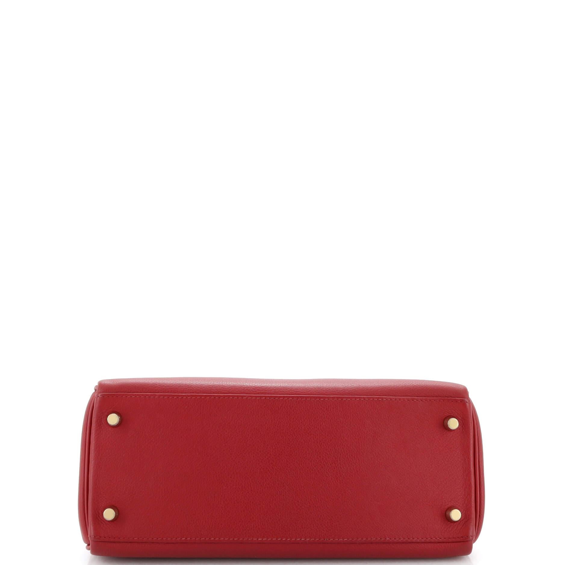 Hermes Kelly Handbag Rouge Grenat Evercolor with Gold Hardware 28 For Sale 1
