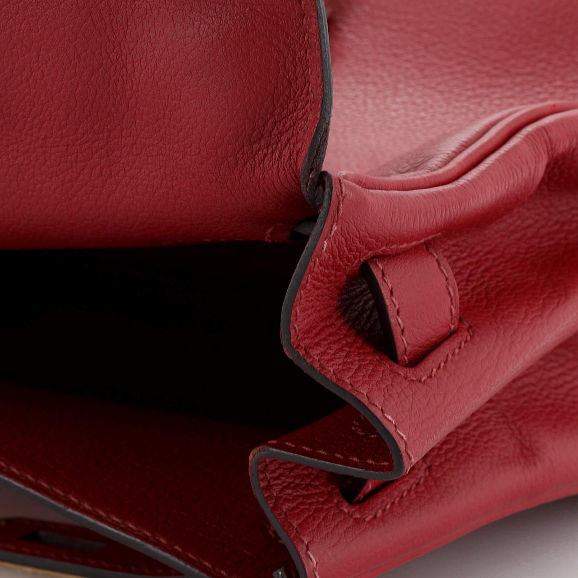 Hermes Kelly Handbag Rouge Grenat Evercolor with Gold Hardware 28 For Sale 5
