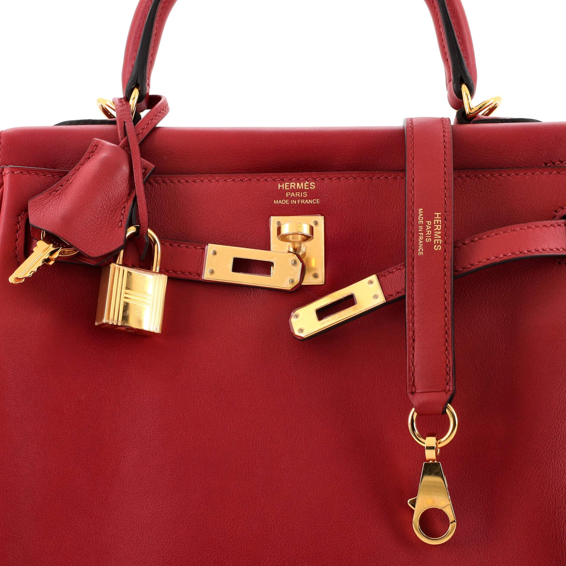 Hermes Kelly Handbag Rouge Grenat Swift with Gold Hardware 25 3
