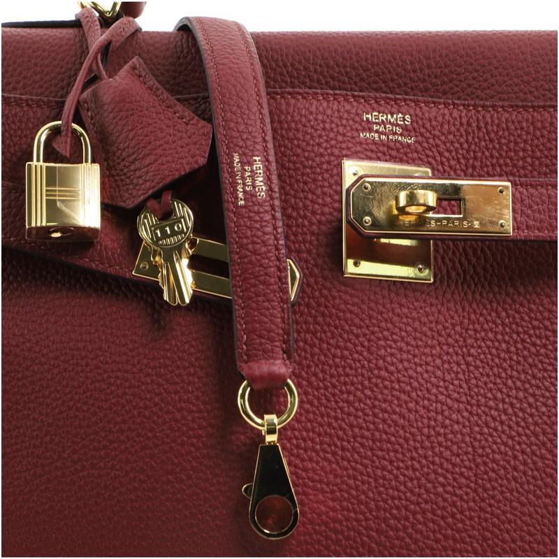 Hermes Kelly Handbag Rouge Grenat Togo with Gold Hardware 32 5