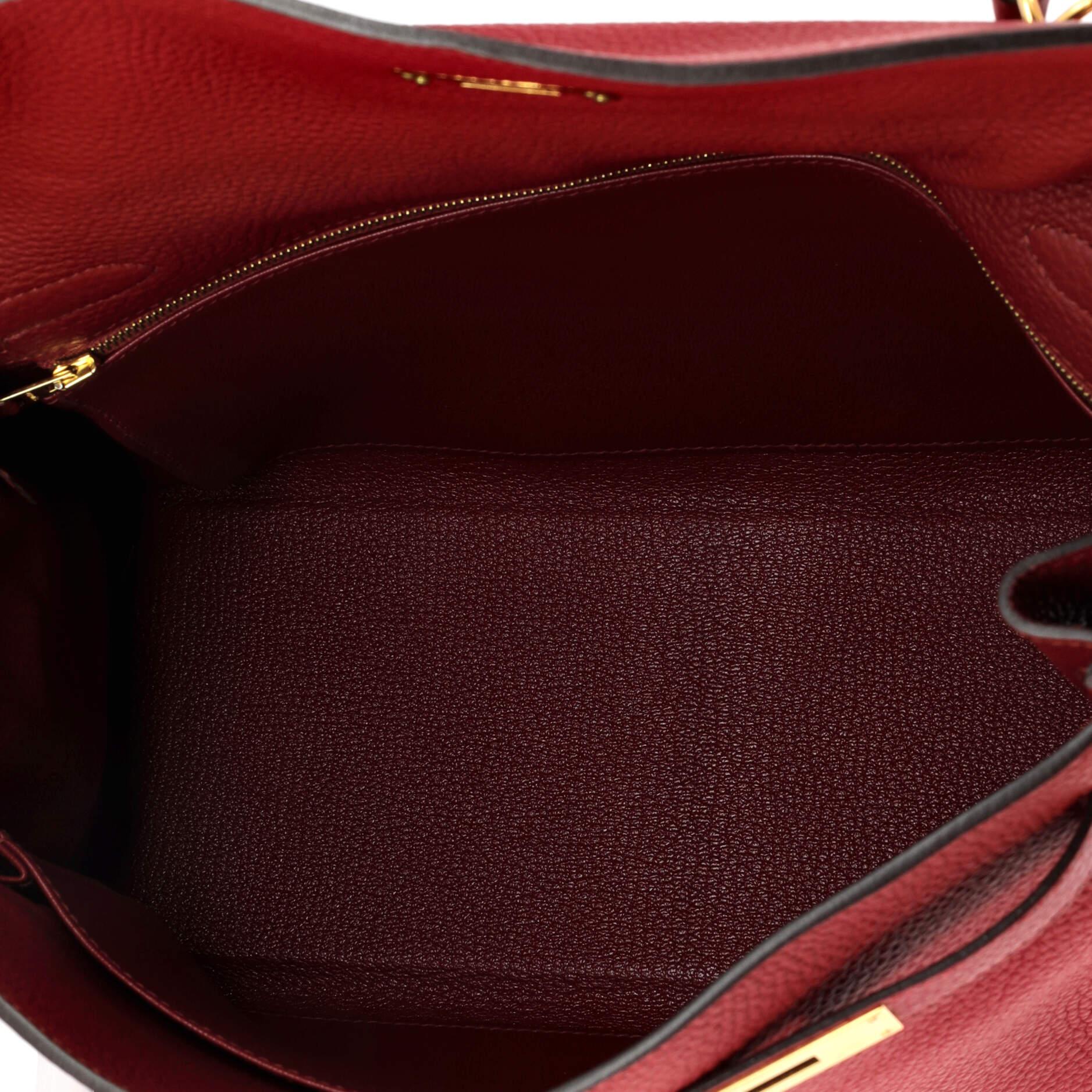 Hermes Kelly Handbag Rouge Grenat Togo with Gold Hardware 32 1