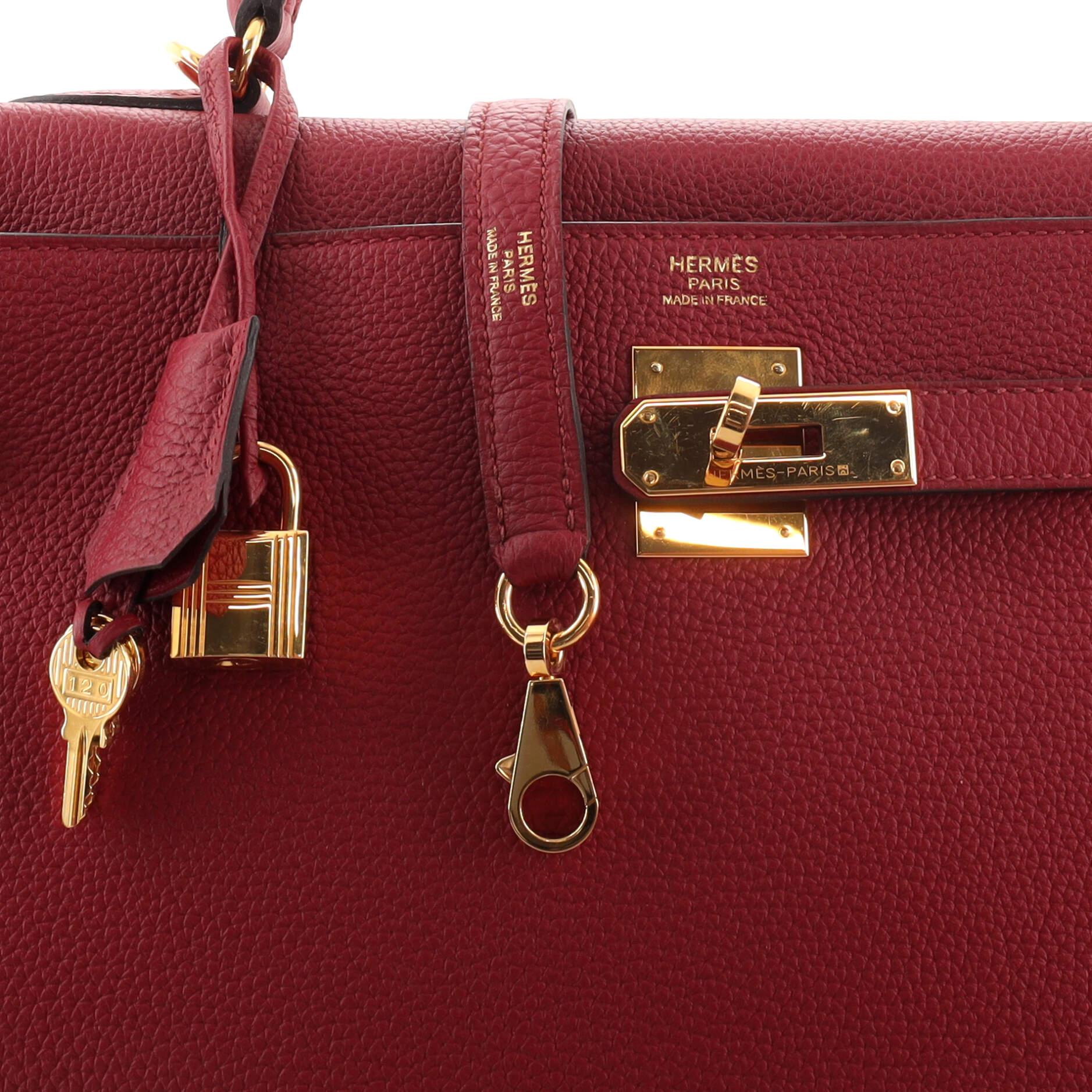 Hermes Kelly Handbag Rouge Grenat Togo with Gold Hardware 32 1