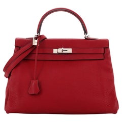 Hermes Kelly Handbag Rouge Grenat Togo with Palladium Hardware 35