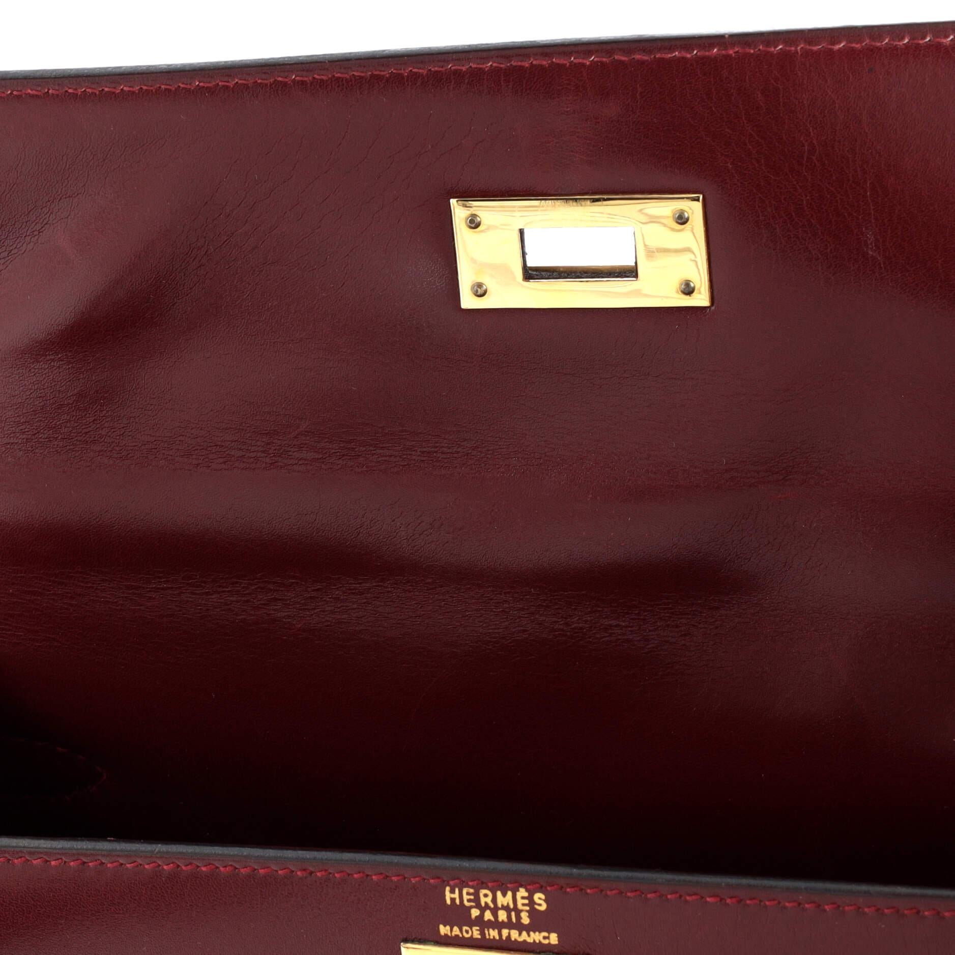 Hermes Kelly Handbag Rouge H Box Calf with Gold Hardware 28 7