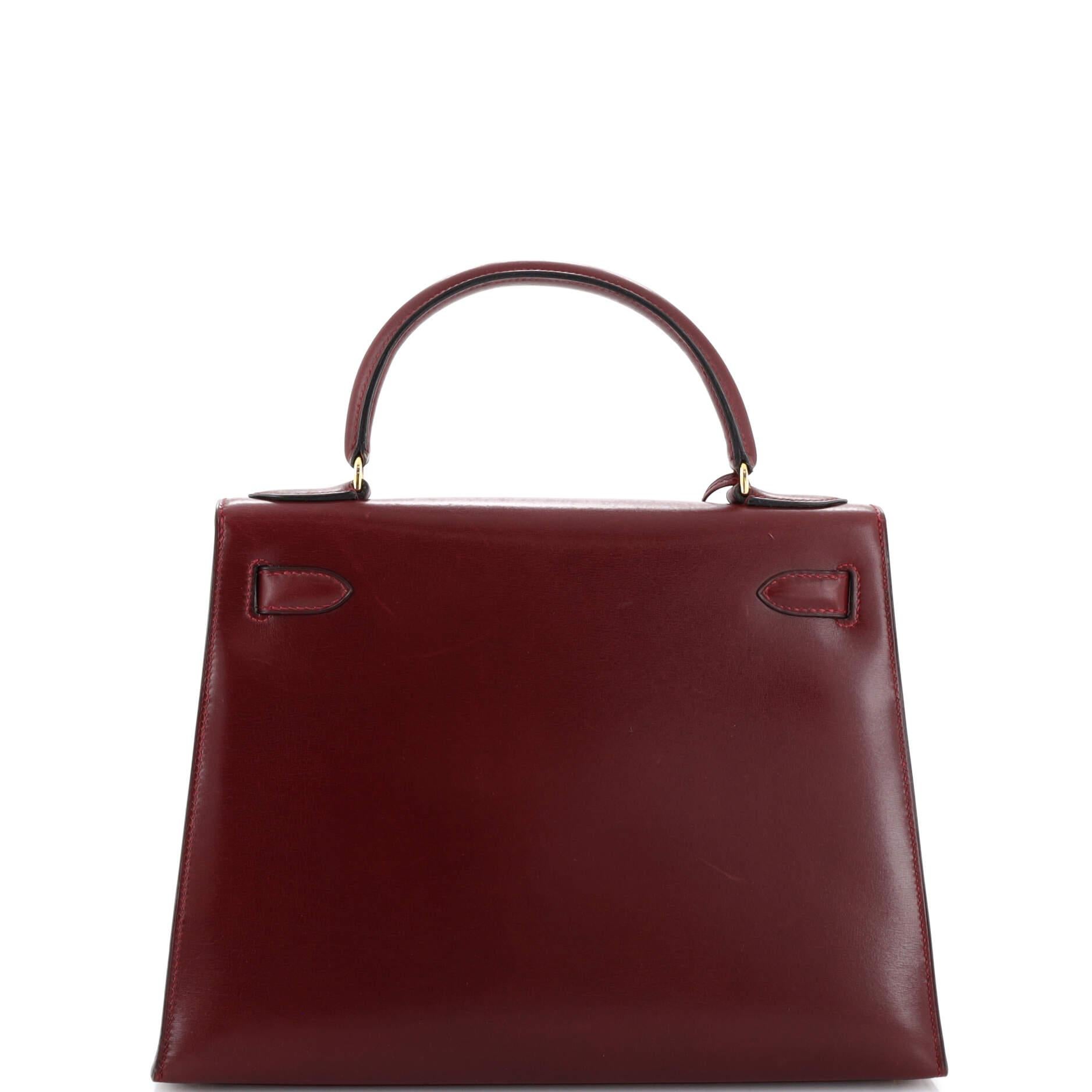 Women's Hermes Kelly Handbag Rouge H Box Calf with Gold Hardware 28
