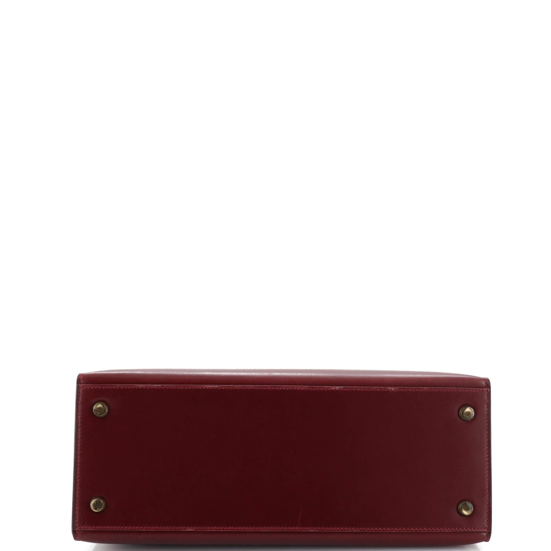 Hermes Kelly Handbag Rouge H Box Calf with Gold Hardware 28 1