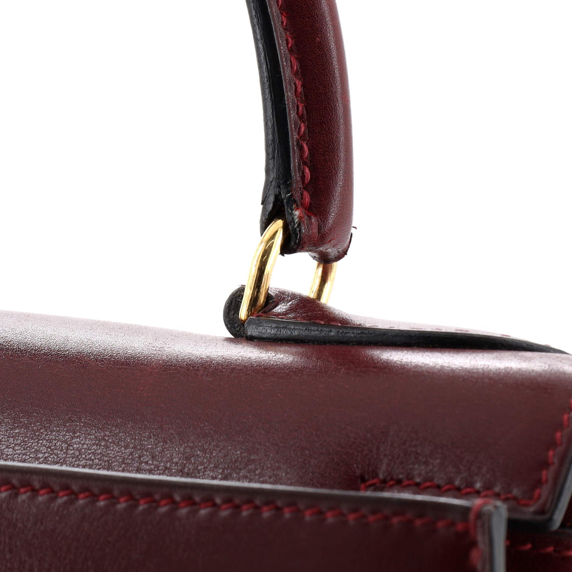 Hermes Kelly Handbag Rouge H Box Calf with Gold Hardware 28 5