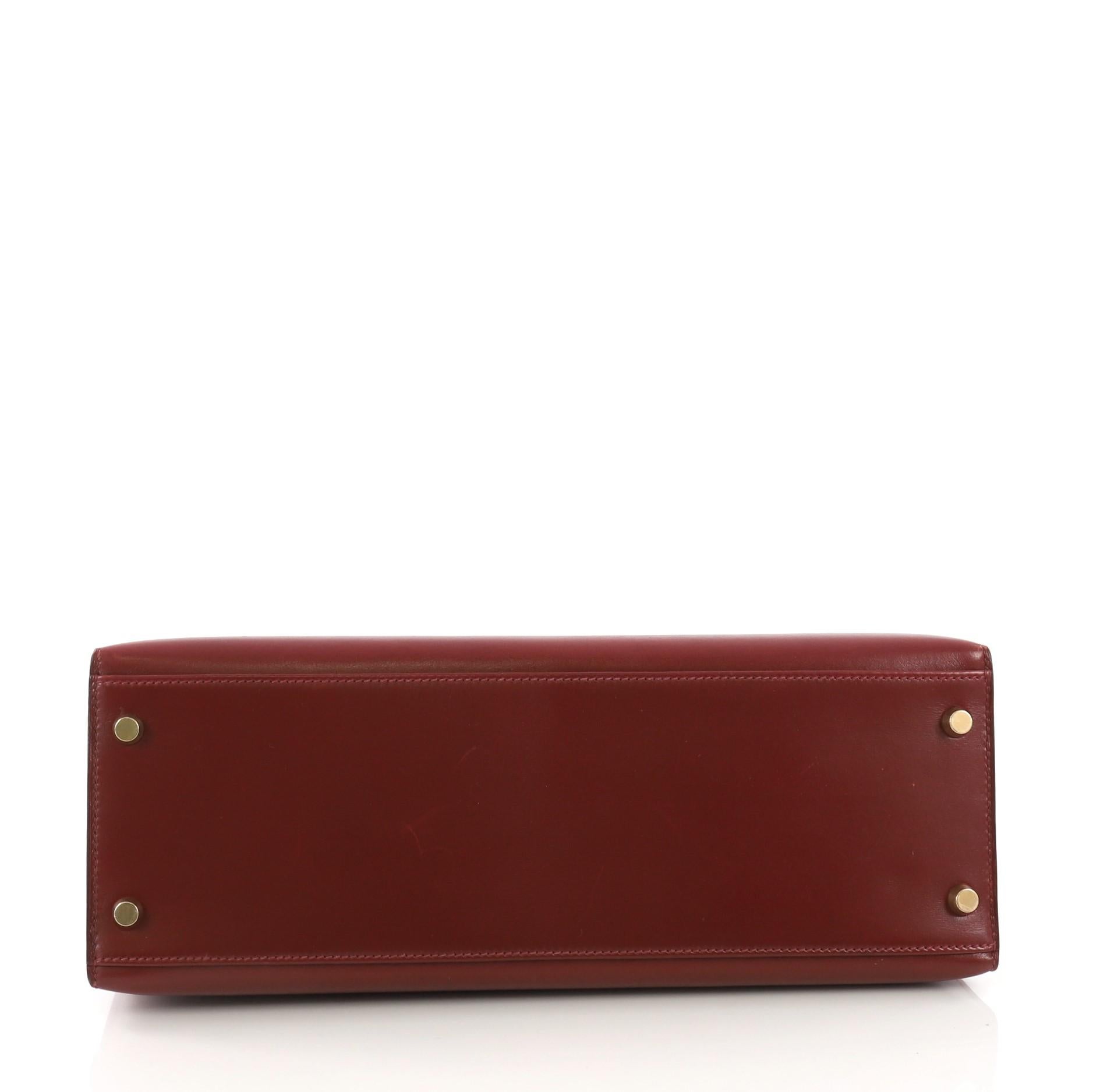 Women's or Men's  Hermes Kelly Handbag Rouge H Box Calf with Gold Hardware 32