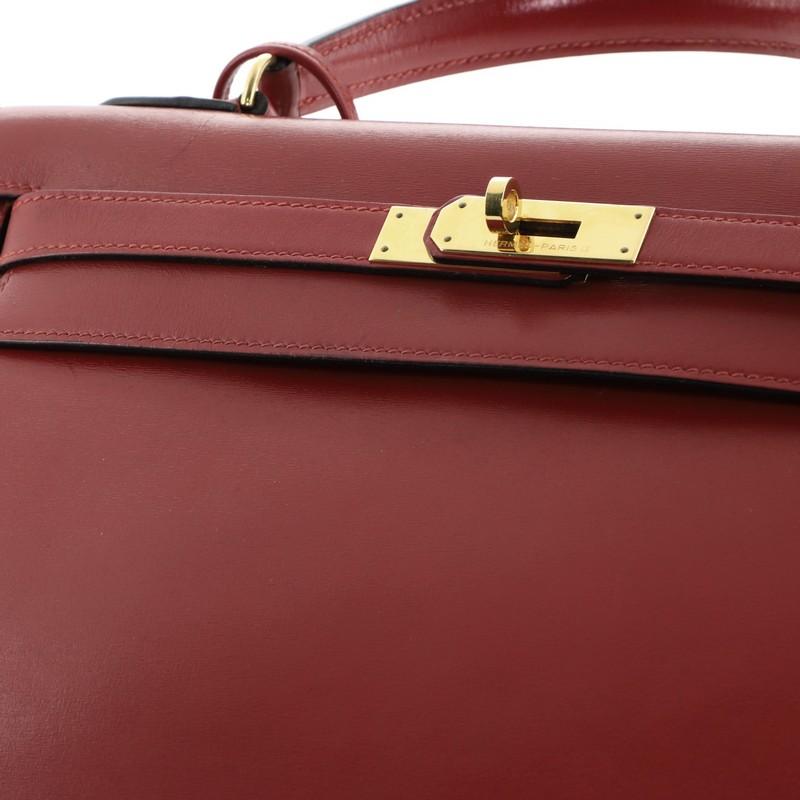  Hermes  Kelly Handbag Rouge H Box Calf with Gold Hardware 32 In Good Condition In NY, NY
