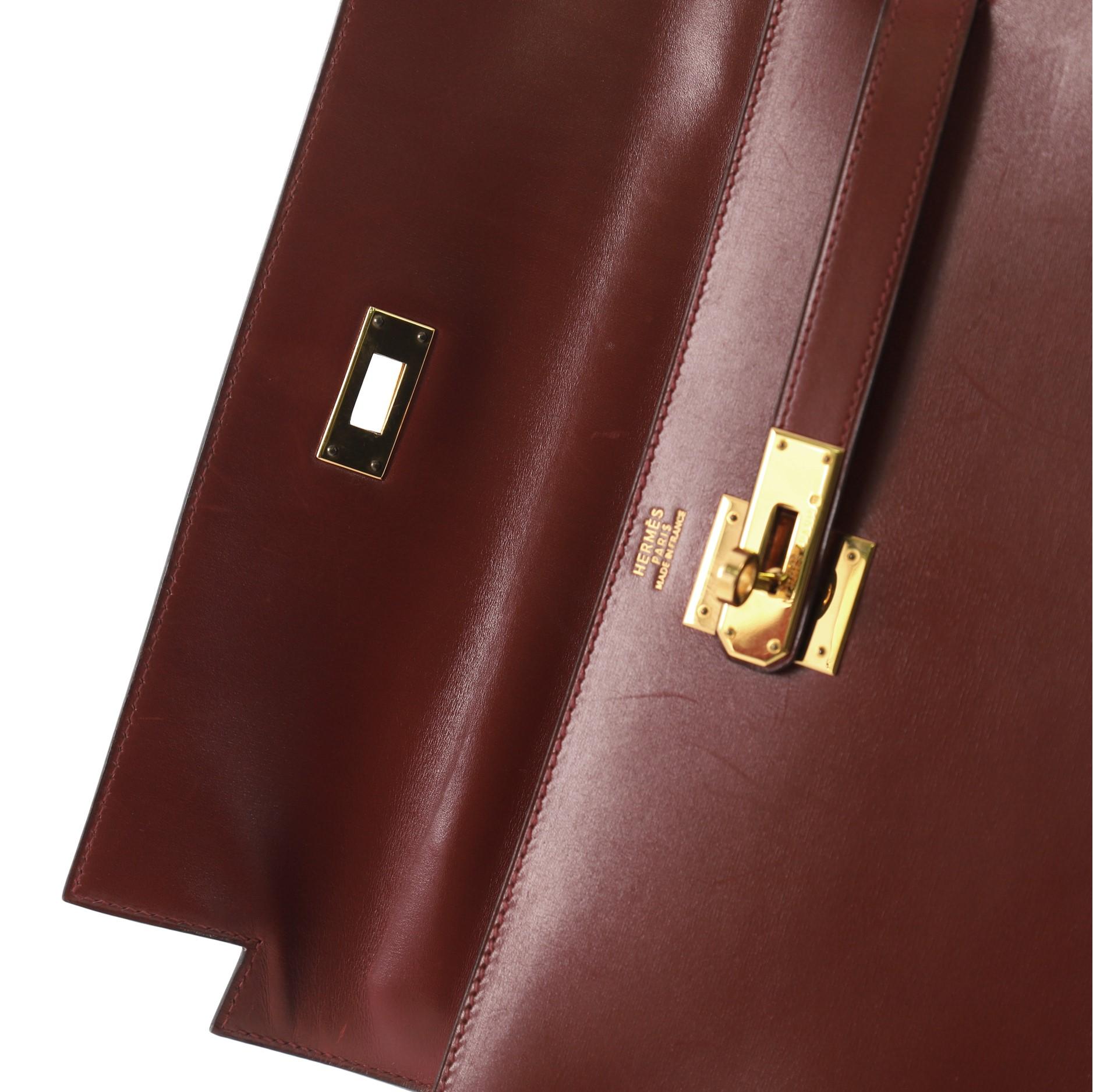  Hermes Kelly Handbag Rouge H Box Calf with Gold Hardware 32 4