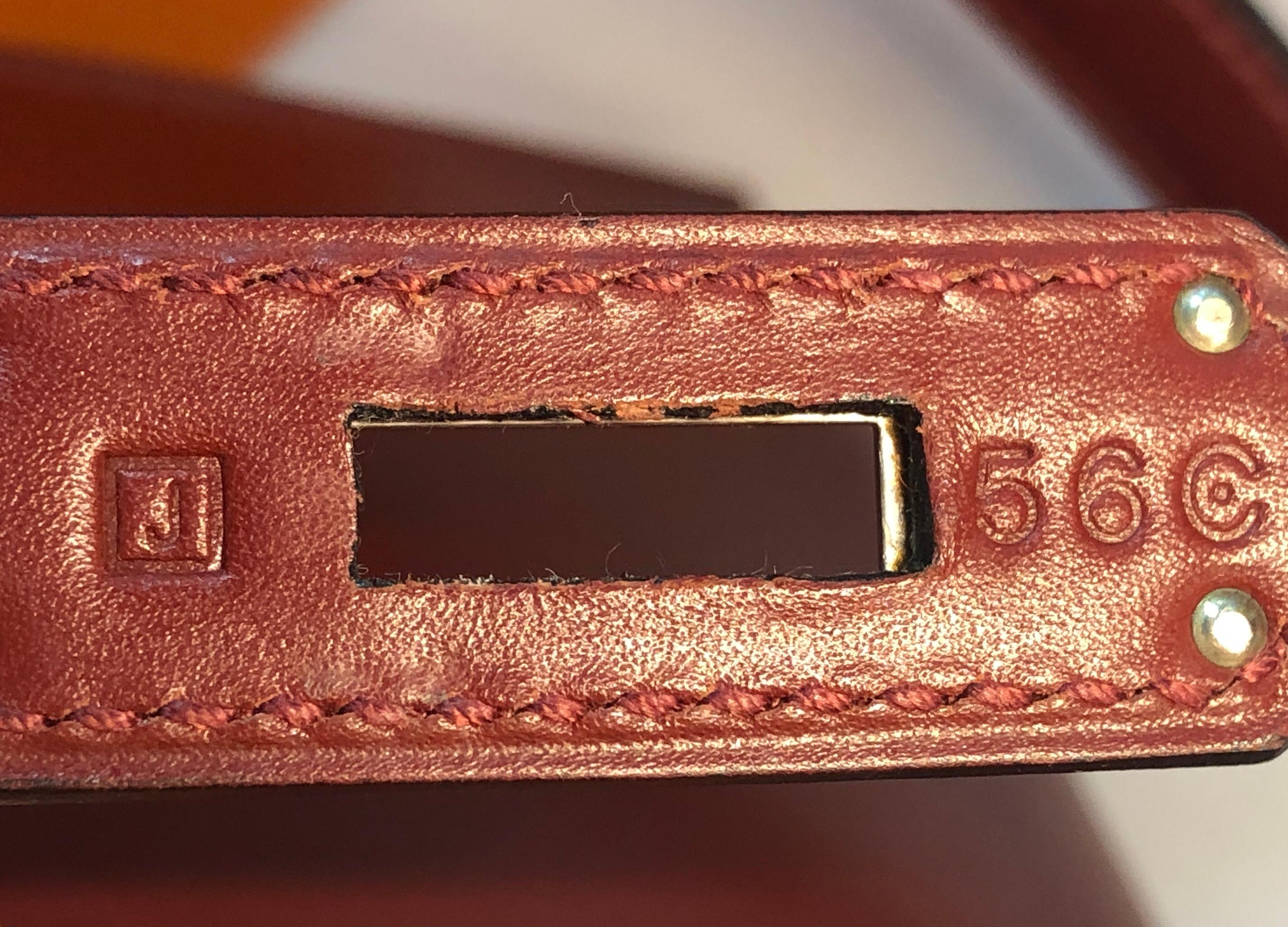 Hermes Kelly Handbag Rouge H Box Calf with Palladium Hardware 28 4
