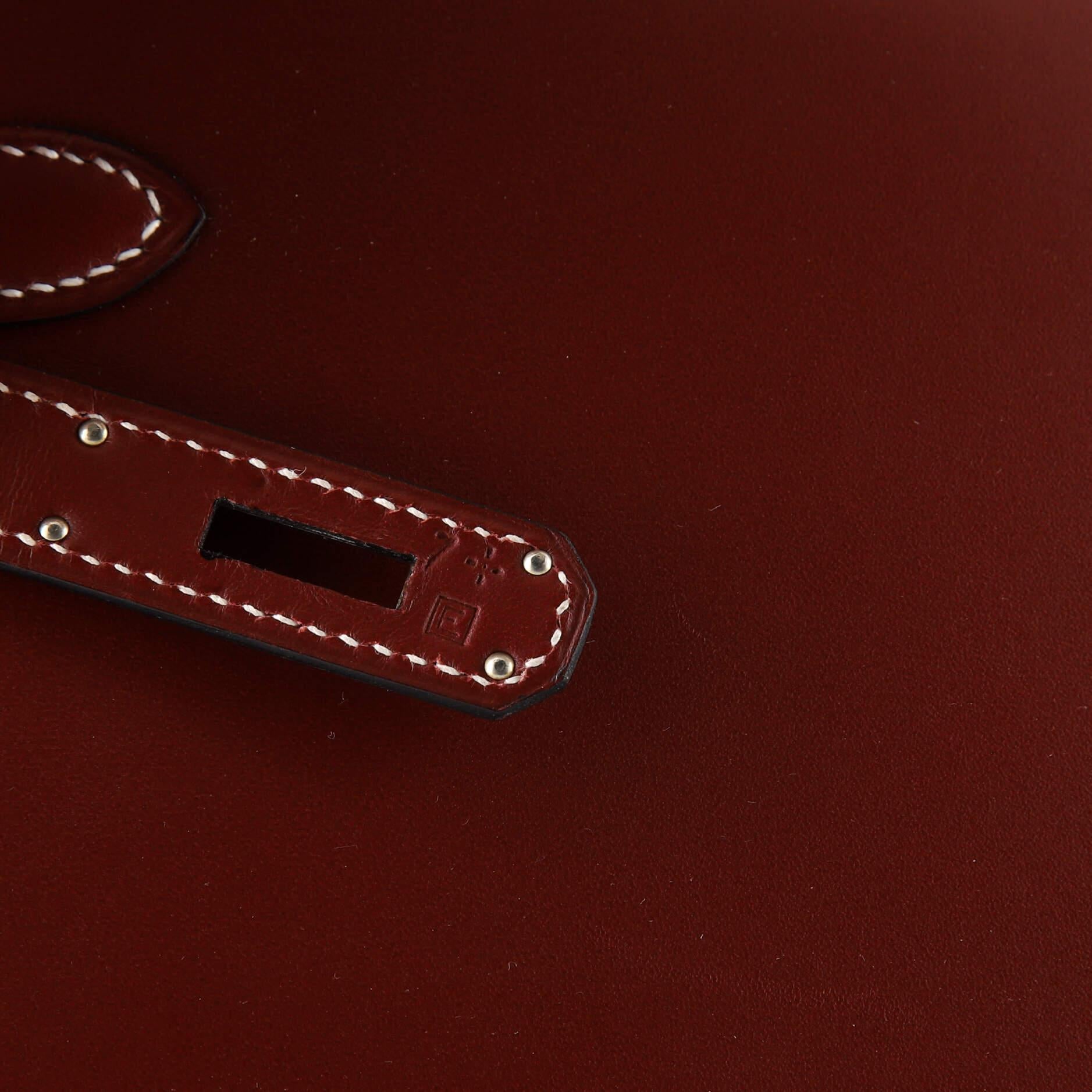 Hermes Kelly Handbag Rouge H Chamonix with Palladium Hardware 32 7