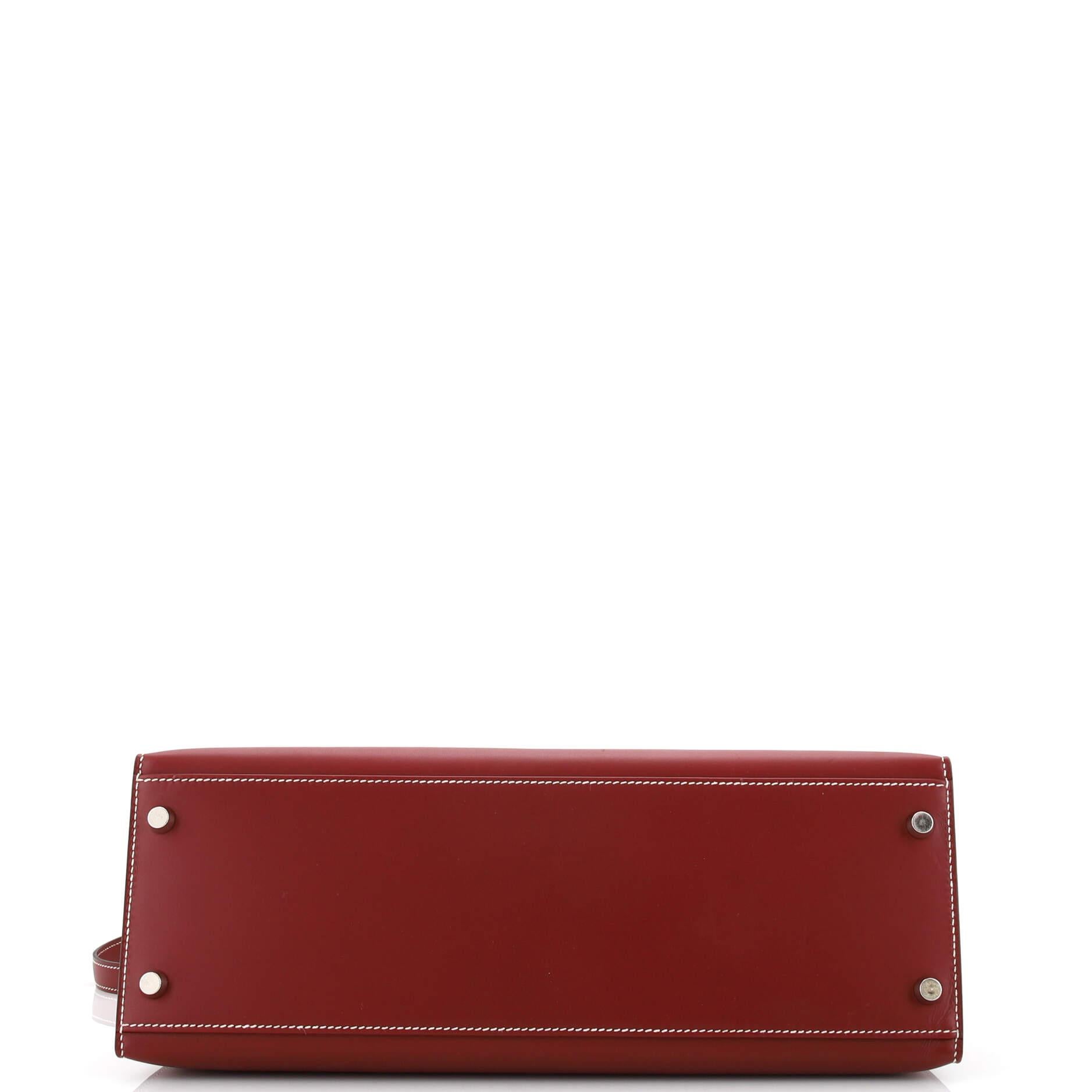 Hermes Kelly Handbag Rouge H Chamonix with Palladium Hardware 32 1
