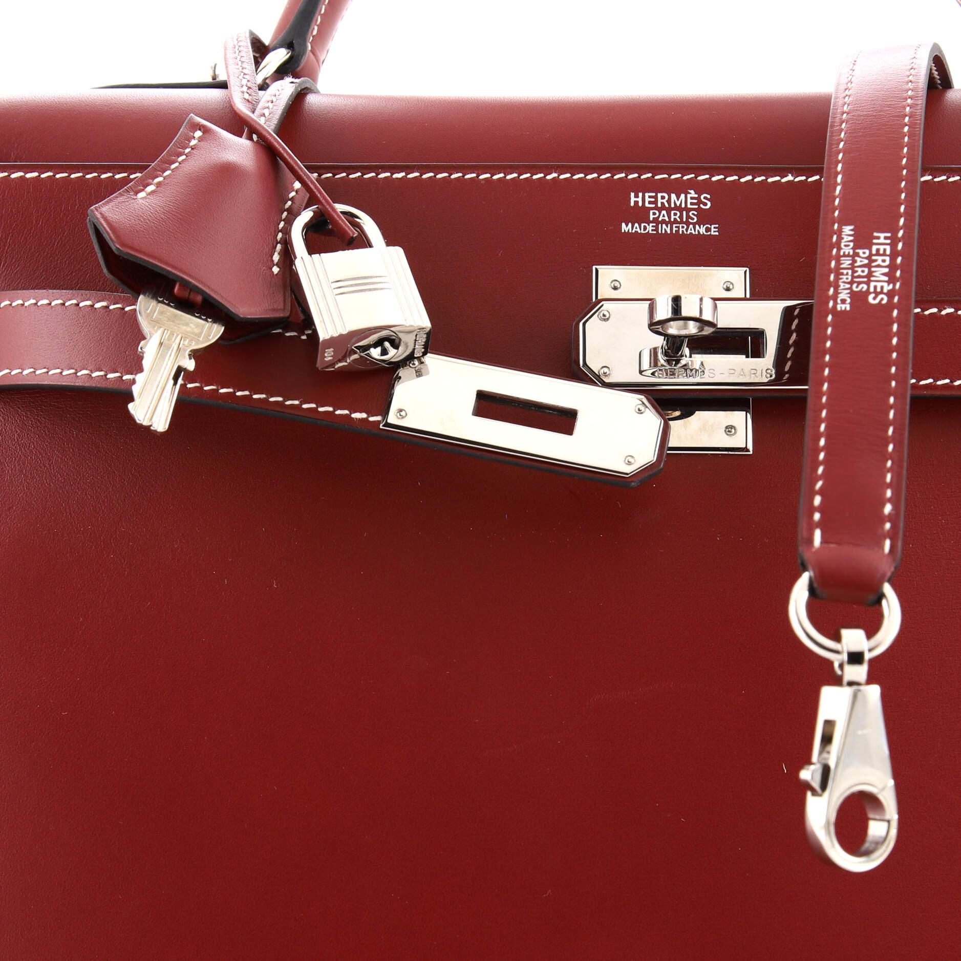 Hermes Kelly Handbag Rouge H Chamonix with Palladium Hardware 32 3
