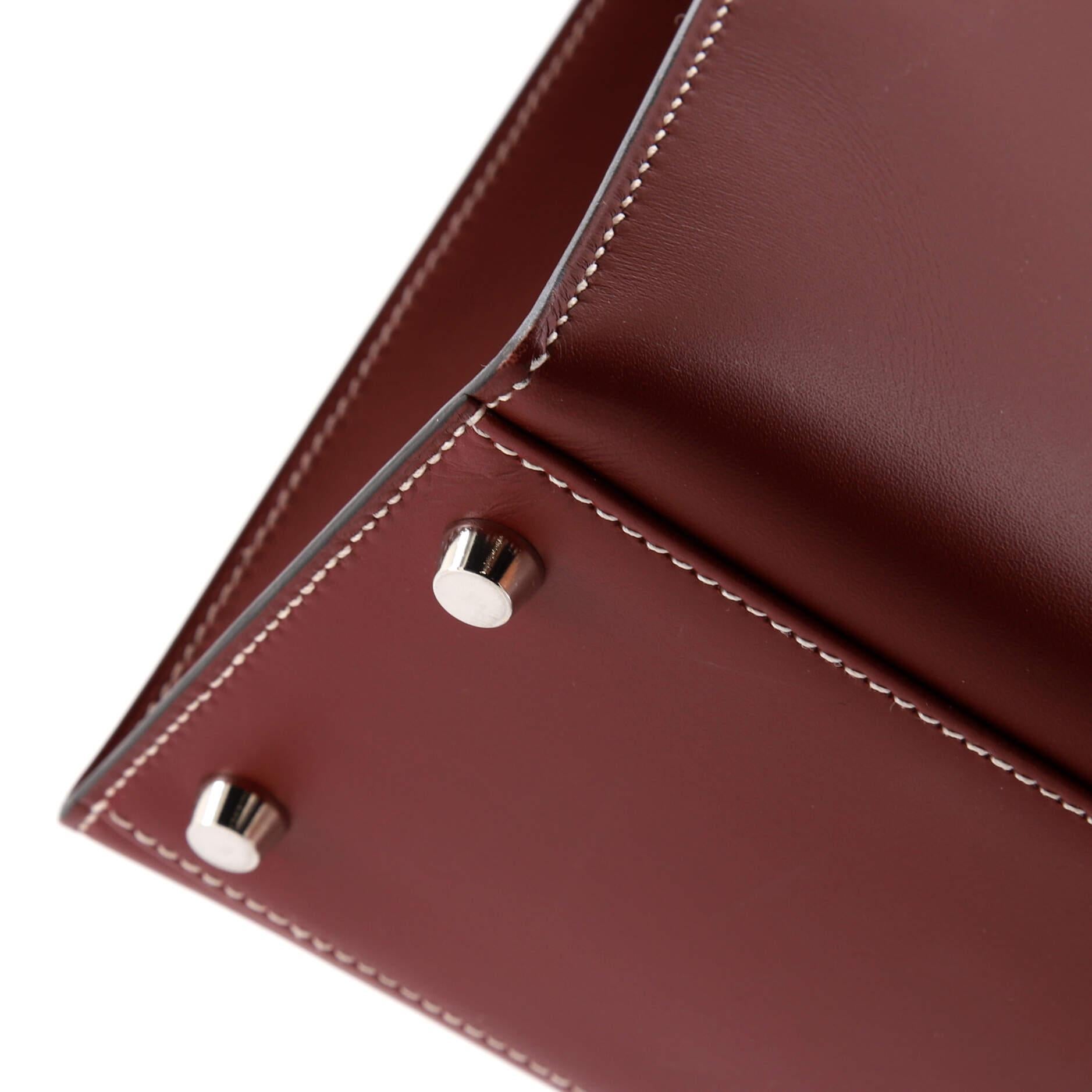 Hermes Kelly Handbag Rouge H Chamonix with Palladium Hardware 32 4