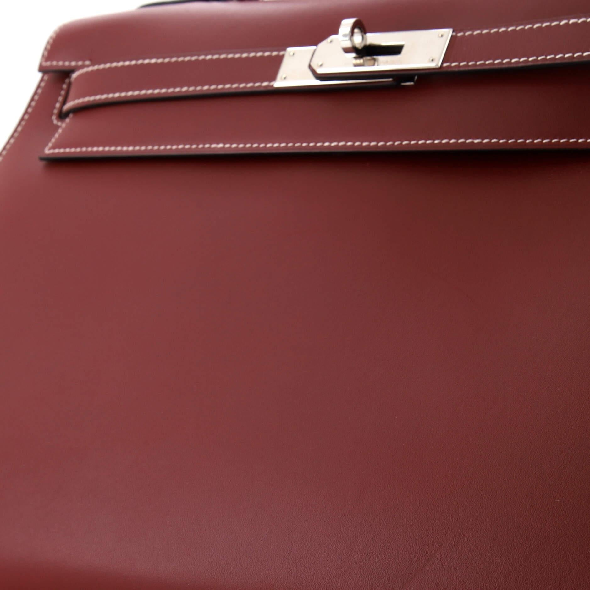 Hermes Kelly Handbag Rouge H Chamonix with Palladium Hardware 32 5
