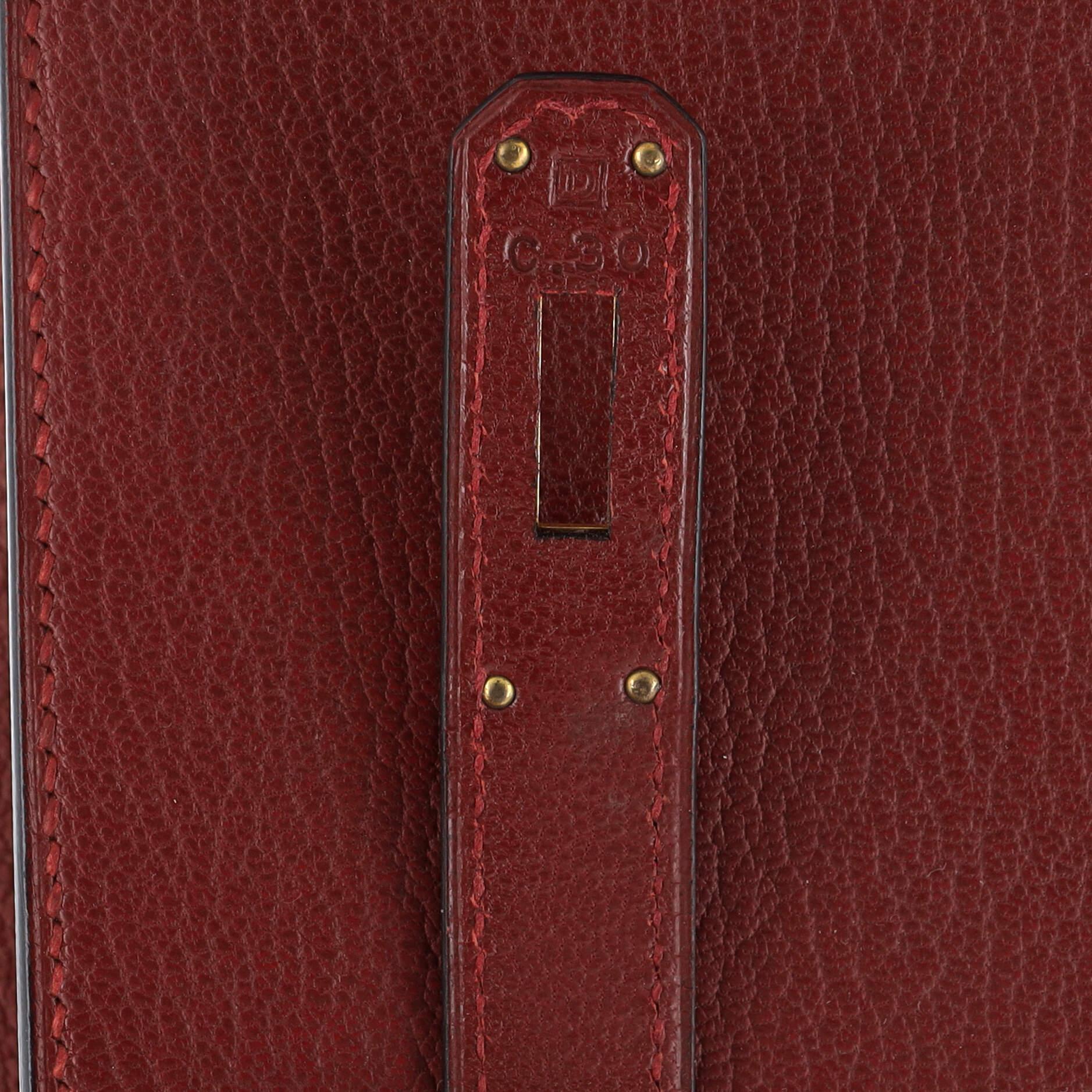 Hermes Kelly Handbag Rouge H Chevre de Coromandel with Gold Hardware 32 7
