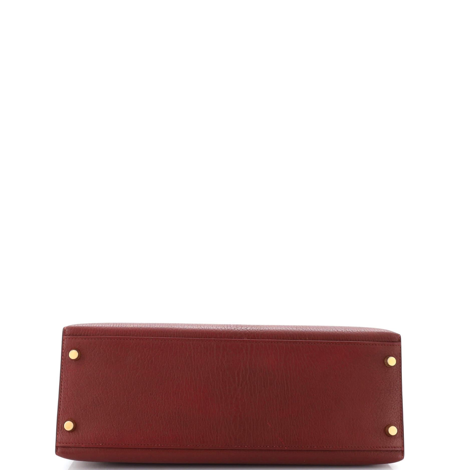 Hermes Kelly Handbag Rouge H Chevre de Coromandel with Gold Hardware 32 1