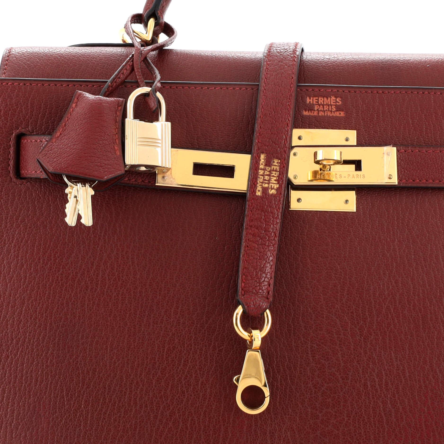 Hermes Kelly Handbag Rouge H Chevre de Coromandel with Gold Hardware 32 3