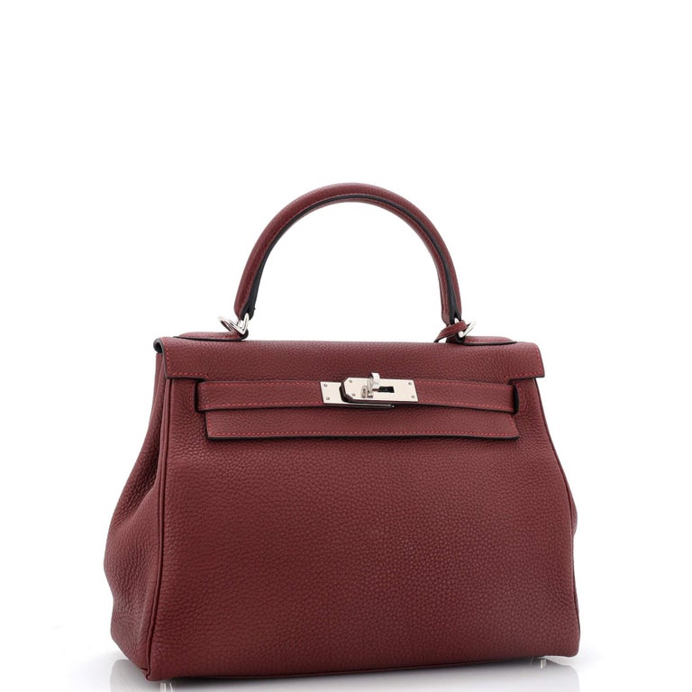 Hermes Kelly Handbag Rouge H Togo with Palladium Hardware 28 For