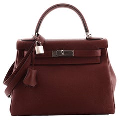 Hermes Kelly Handbag Rouge H Togo with Palladium Hardware 28