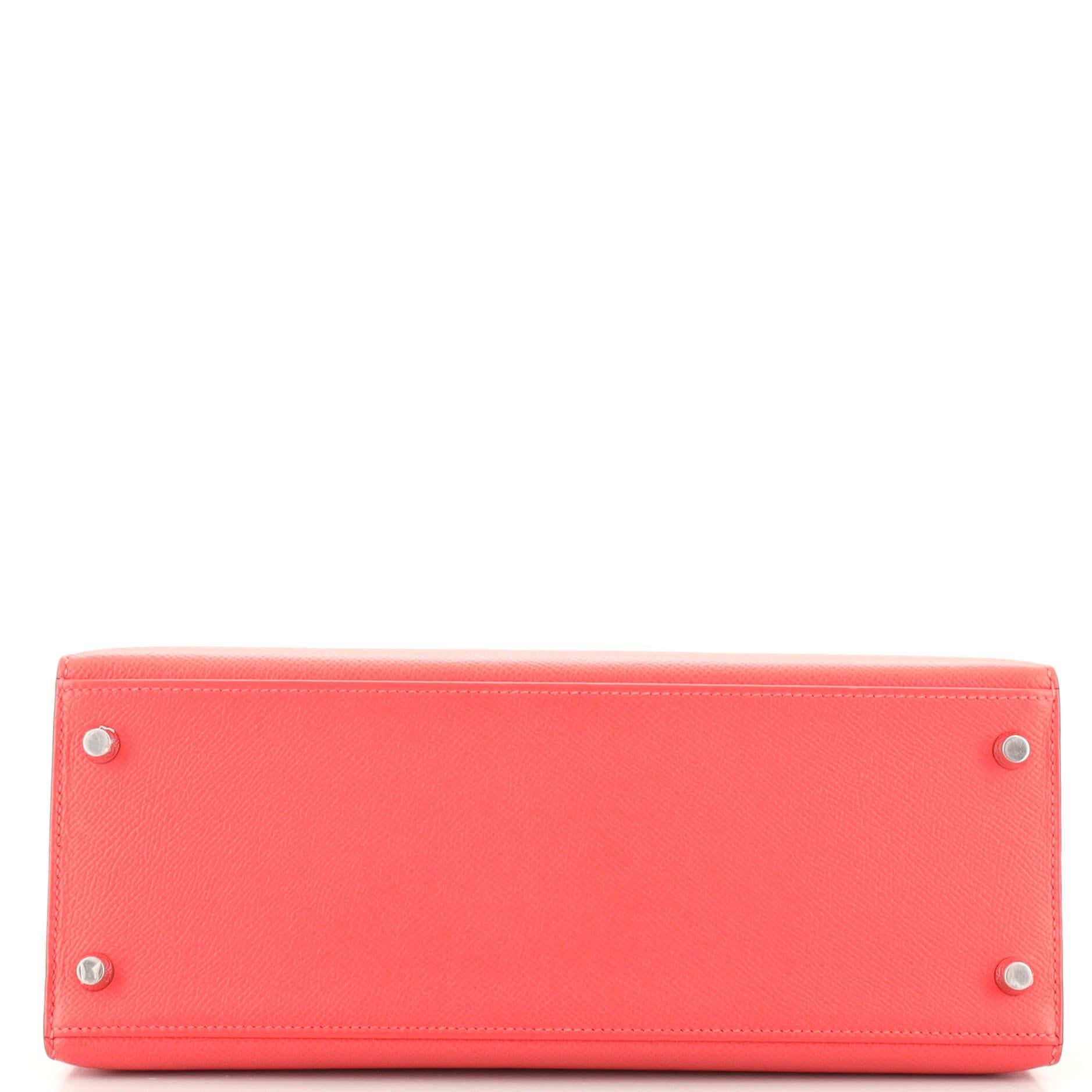 Women's or Men's Hermes Kelly Handbag Rouge Pivoine Epsom with Palladium Hardware 28