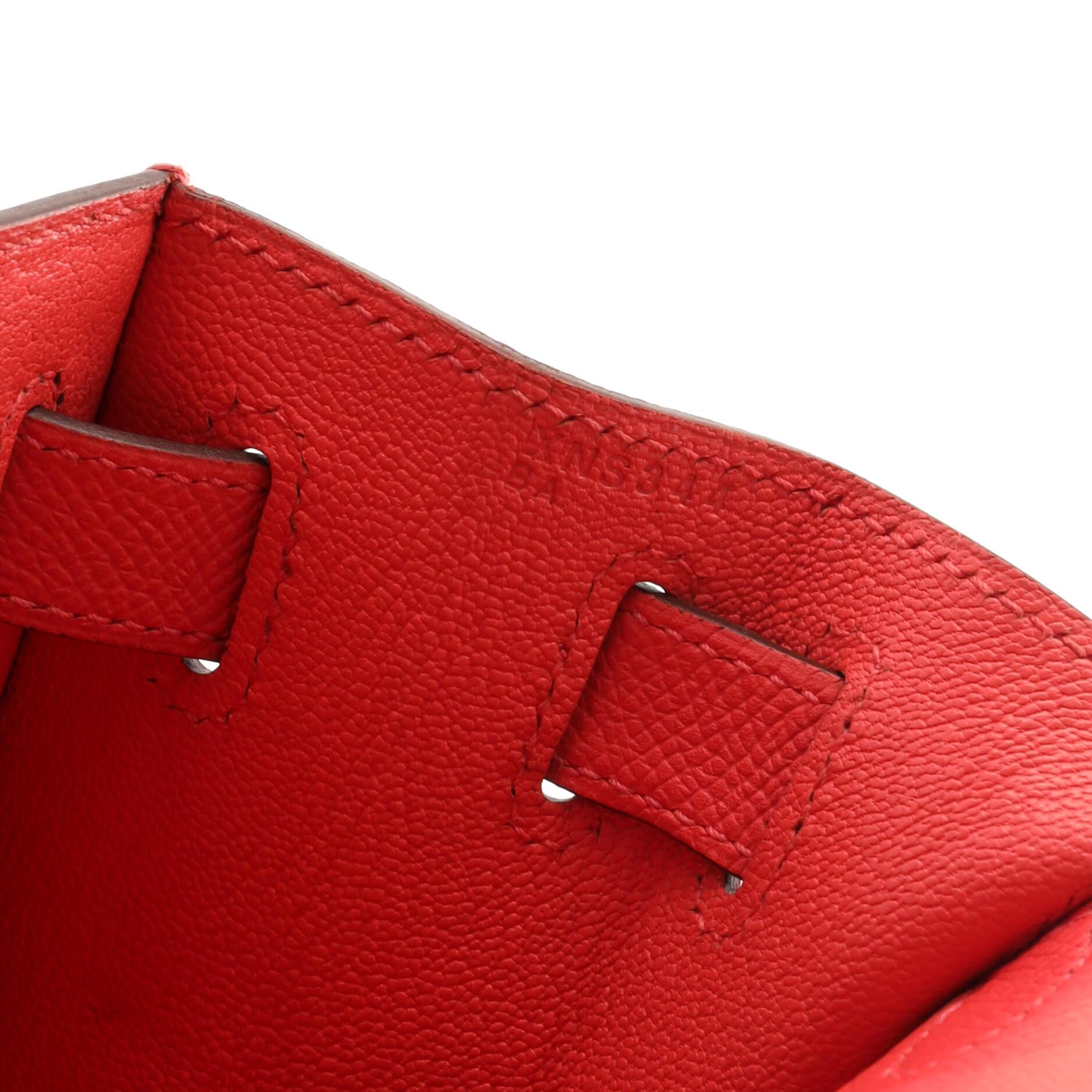Hermes Kelly Handbag Rouge Pivoine Epsom with Palladium Hardware 28 5