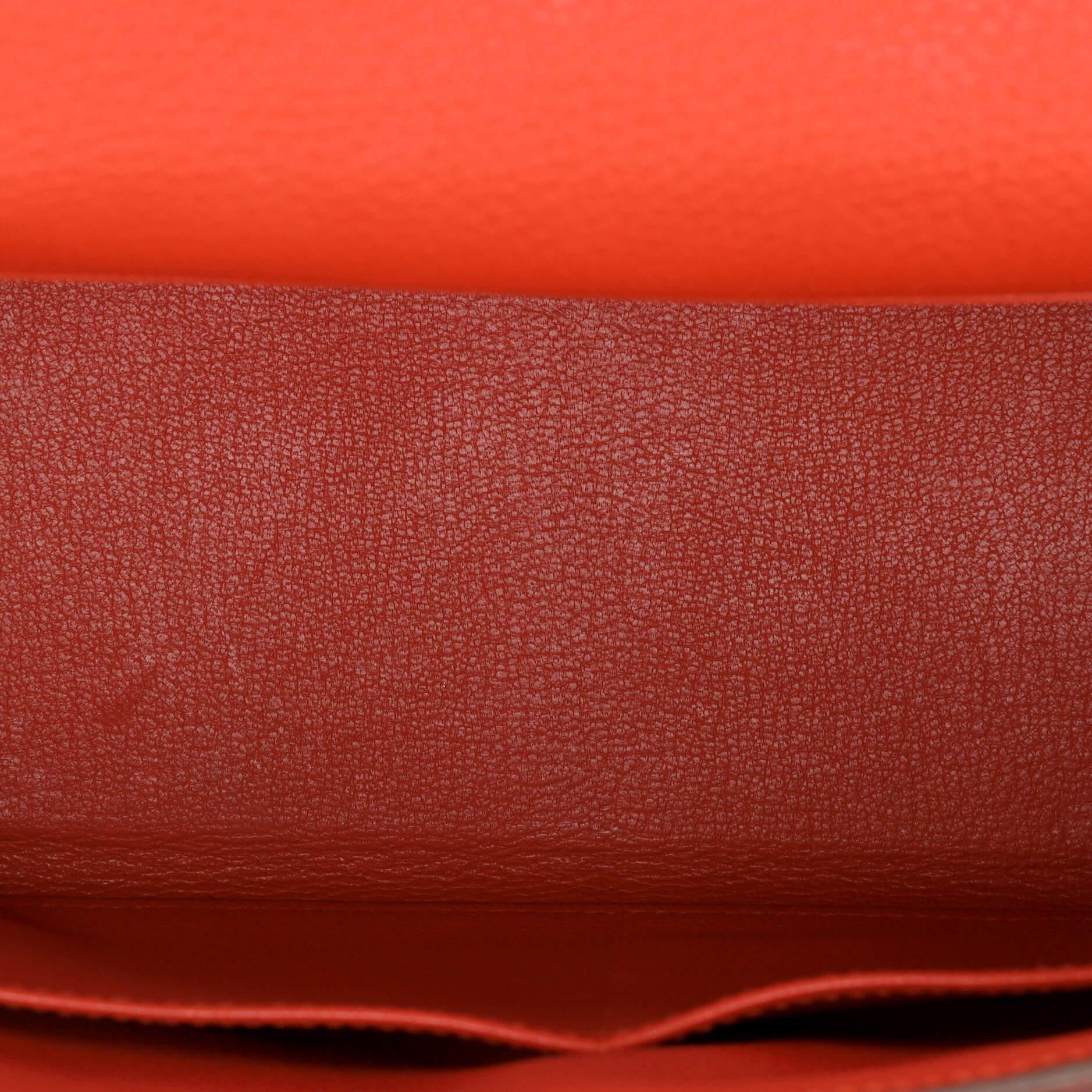 Hermes Kelly Handbag Rouge Tomate Clemence with Gold Hardware 28 For Sale 2