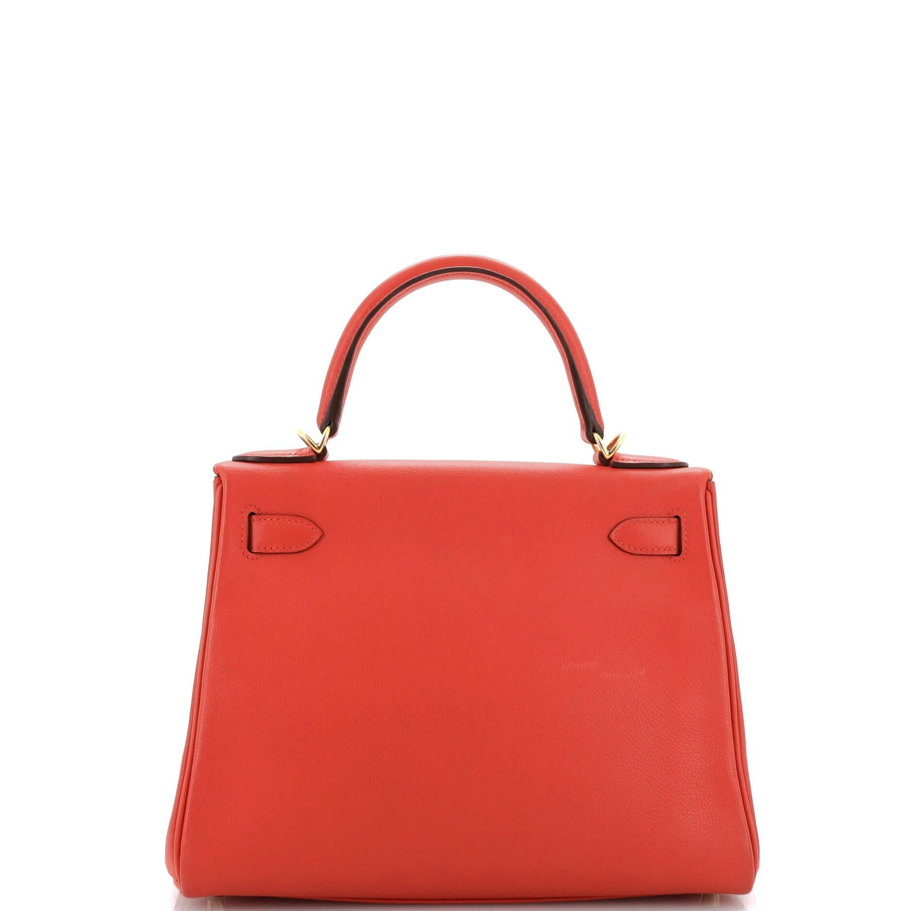 Women's or Men's Hermes Kelly Handbag Rouge Tomate Evercolor with Gold Hardware 28