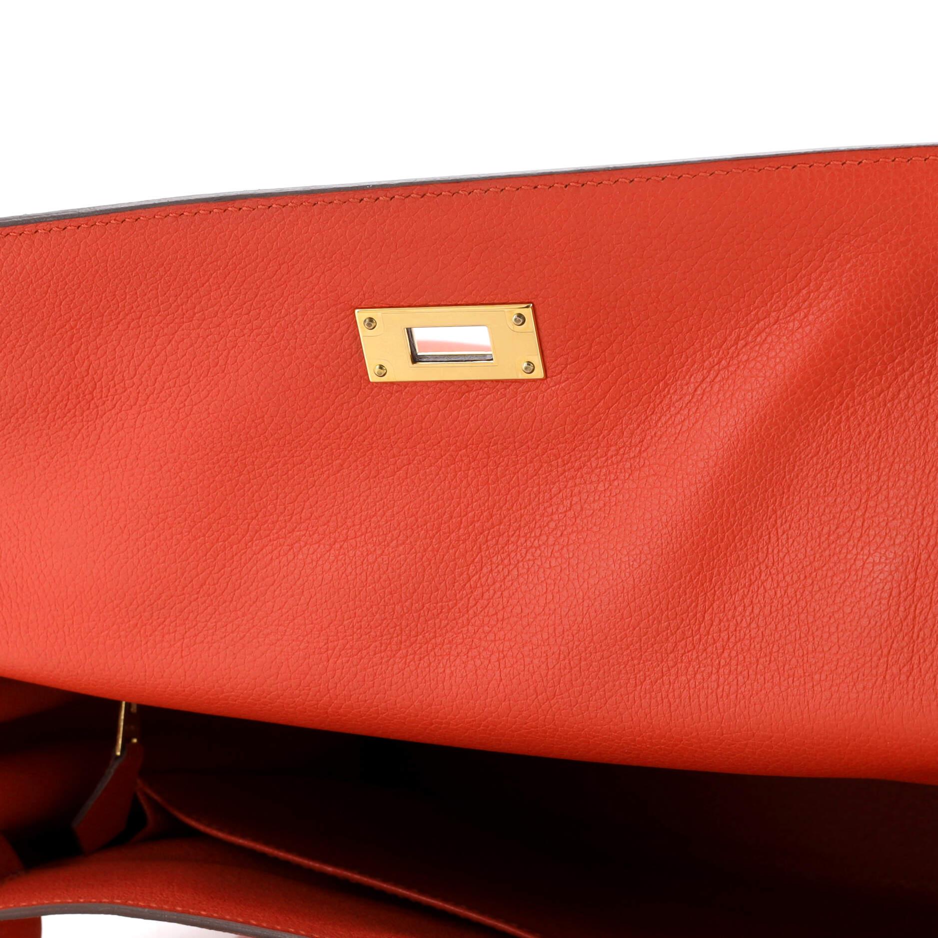Hermes Kelly Handbag Rouge Tomate Evercolor with Gold Hardware 32 3
